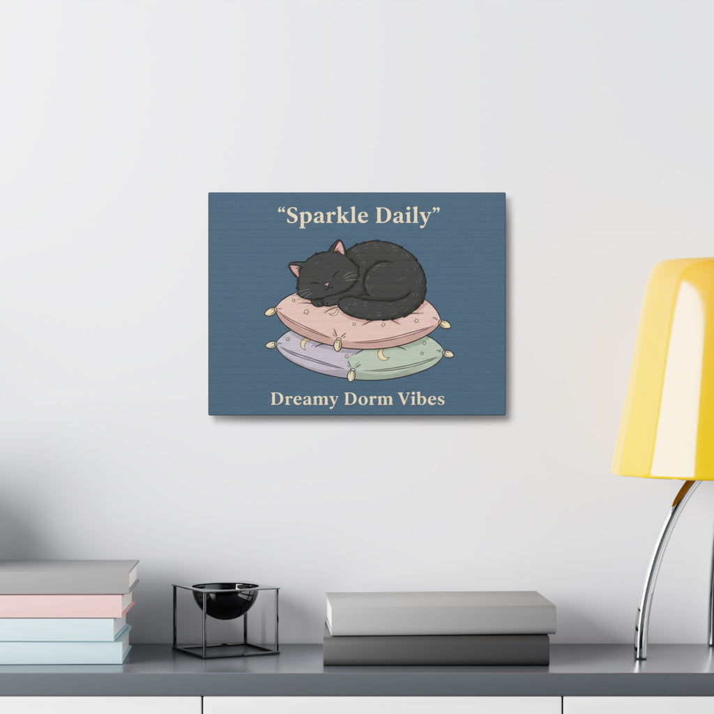 Black Cat Canvas Print – Sparkle Daily Dreamy Dorm Vibes
