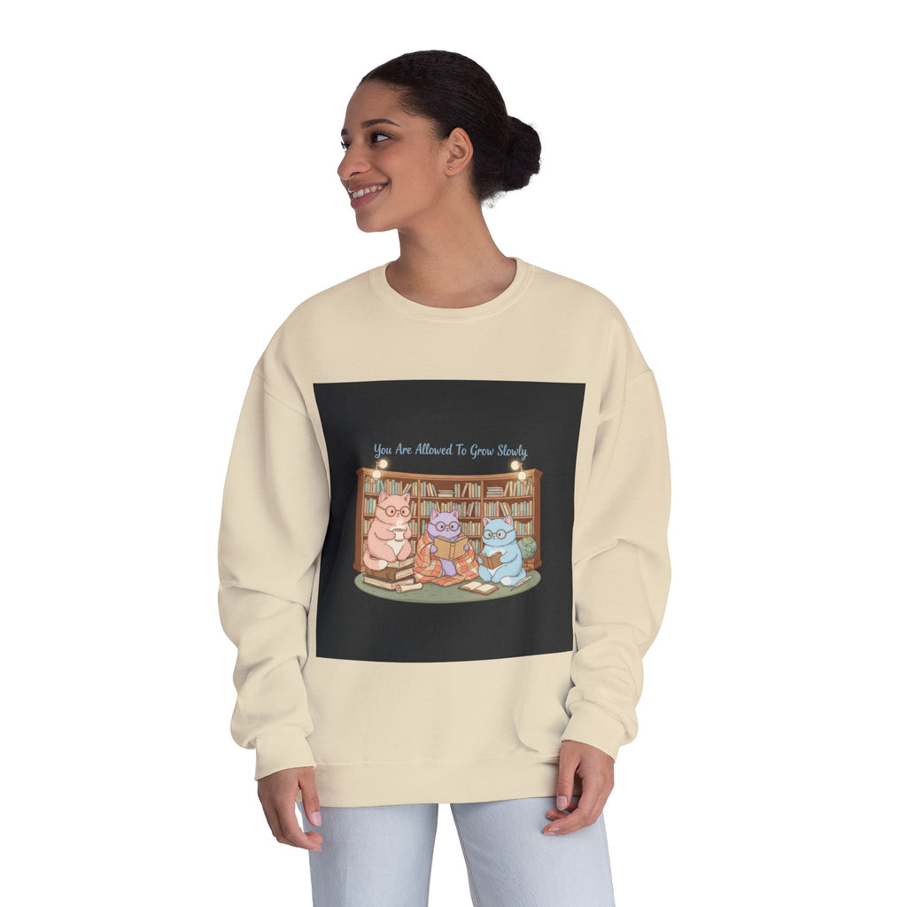Cats With Glasses Crewneck Sweatshirt – You Are Allowed to Grow Slowly