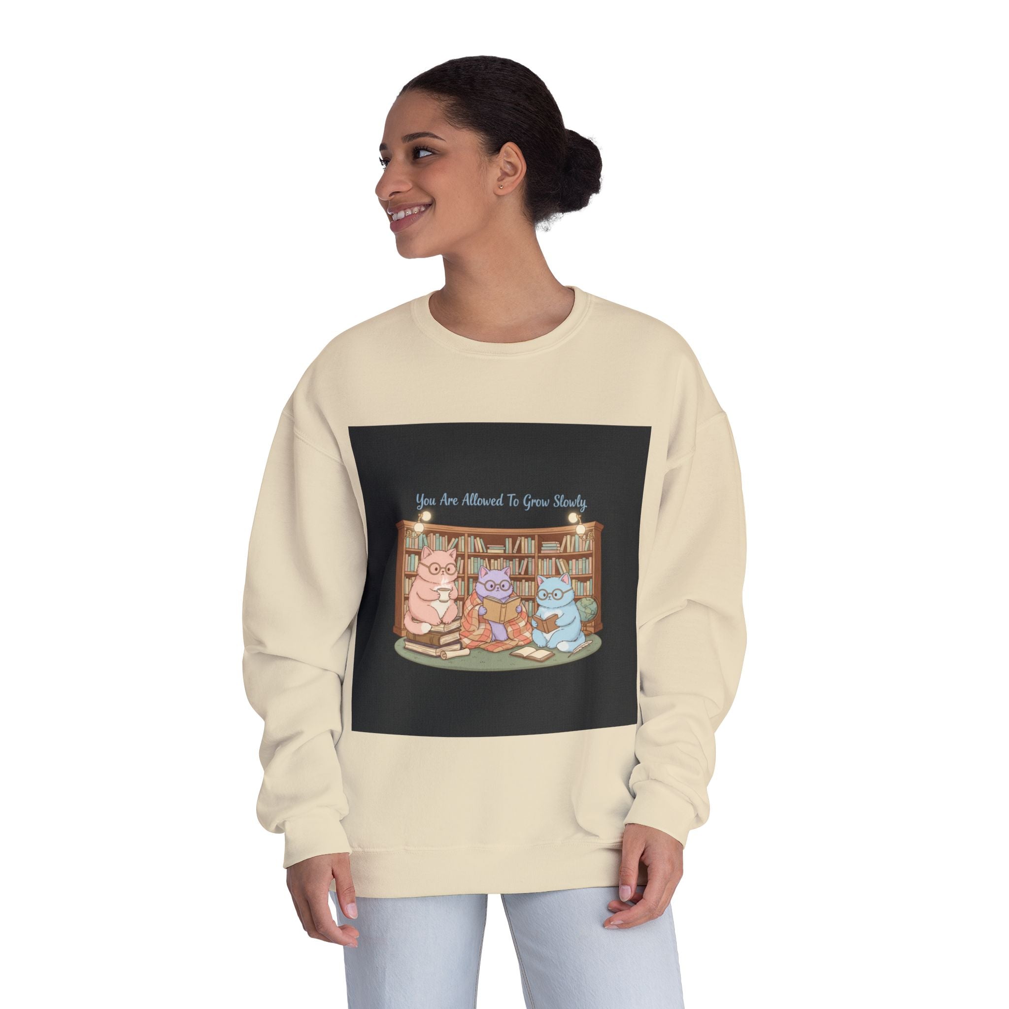 Cats With Glasses Crewneck Sweatshirt – You Are Allowed to Grow Slowly