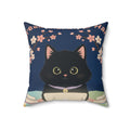 Black Cat Square Pillow – Dream Big Study Hard