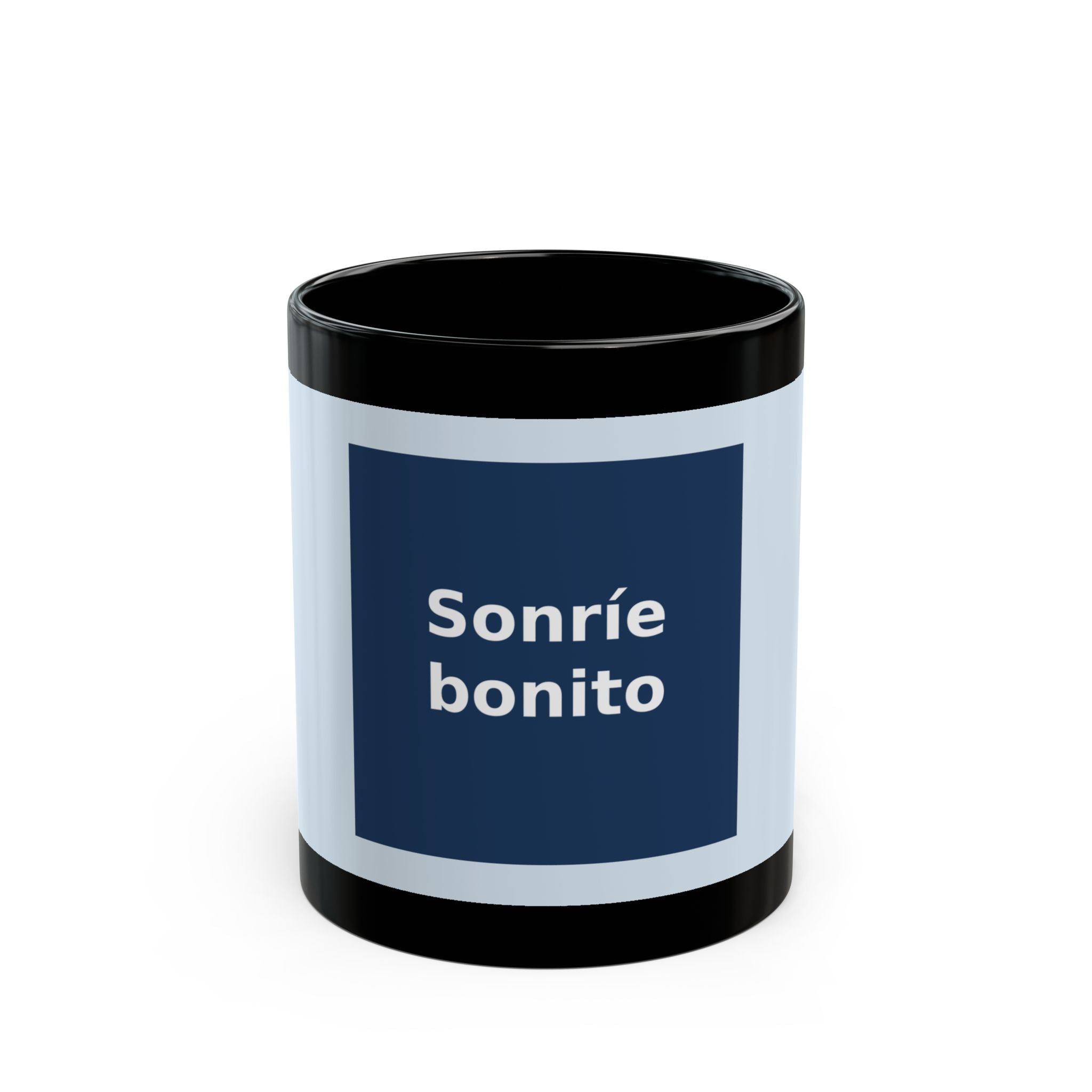 "Sonríe bonito" Black Cat Black Mug | College Girl Gift | Fashion | KayKay Classics