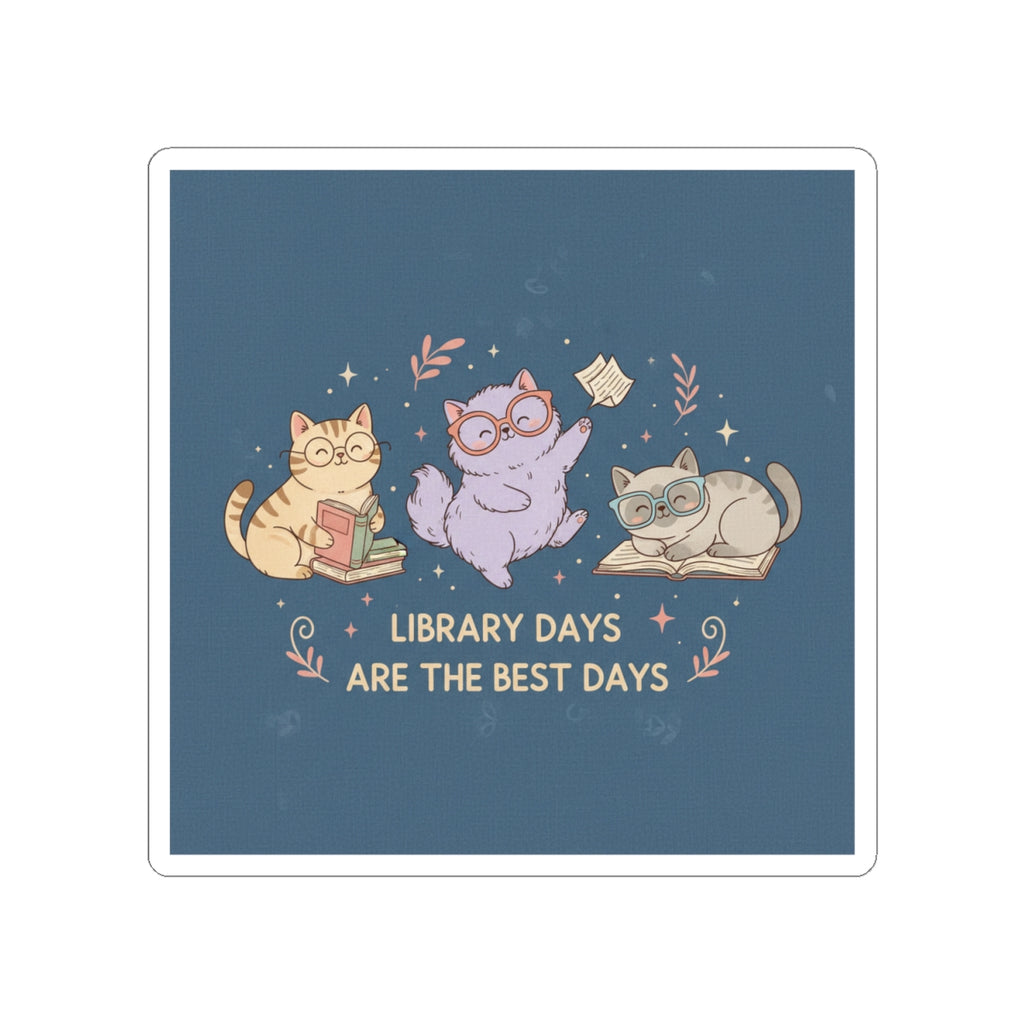 Cats With Glasses Kiss-Cut Sticker – Library Days Are the Best Days