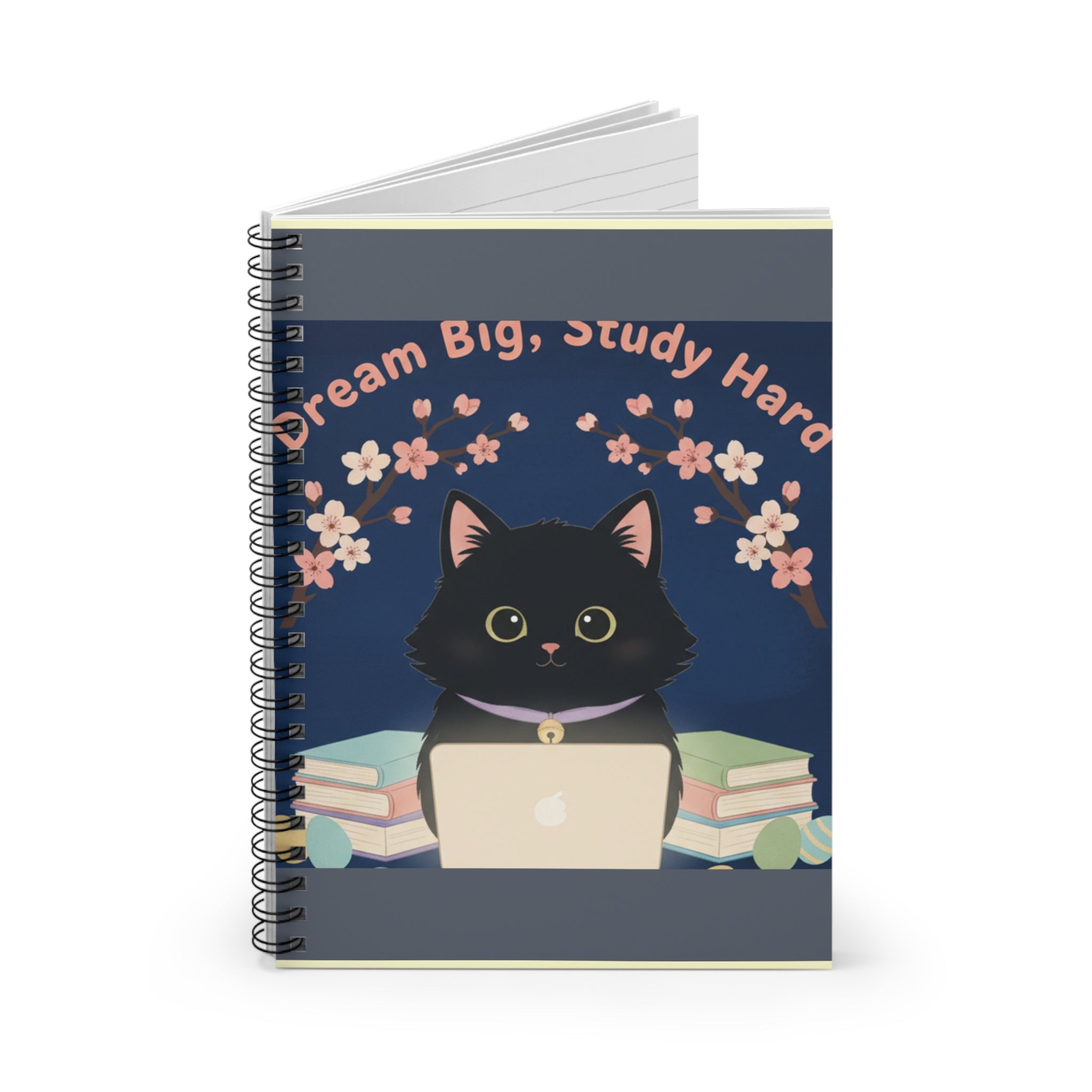 Black Cat Spiral Notebook – Dream Big Study Hard