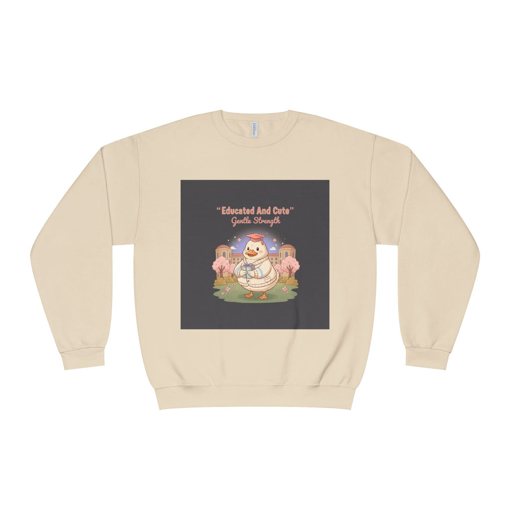 Duck In A Cardigan Crewneck Sweatshirt – Educated and Cute Gentle Strength