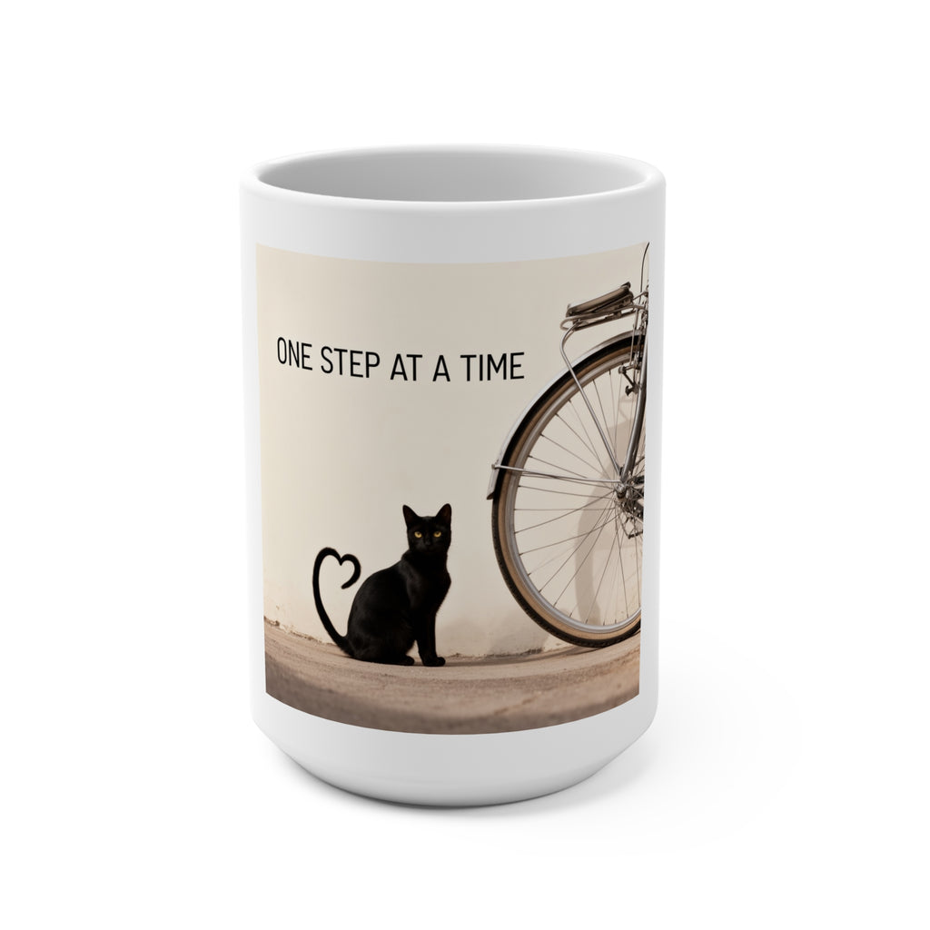 ONE STEP AT A TIME Cat Mug 15oz
