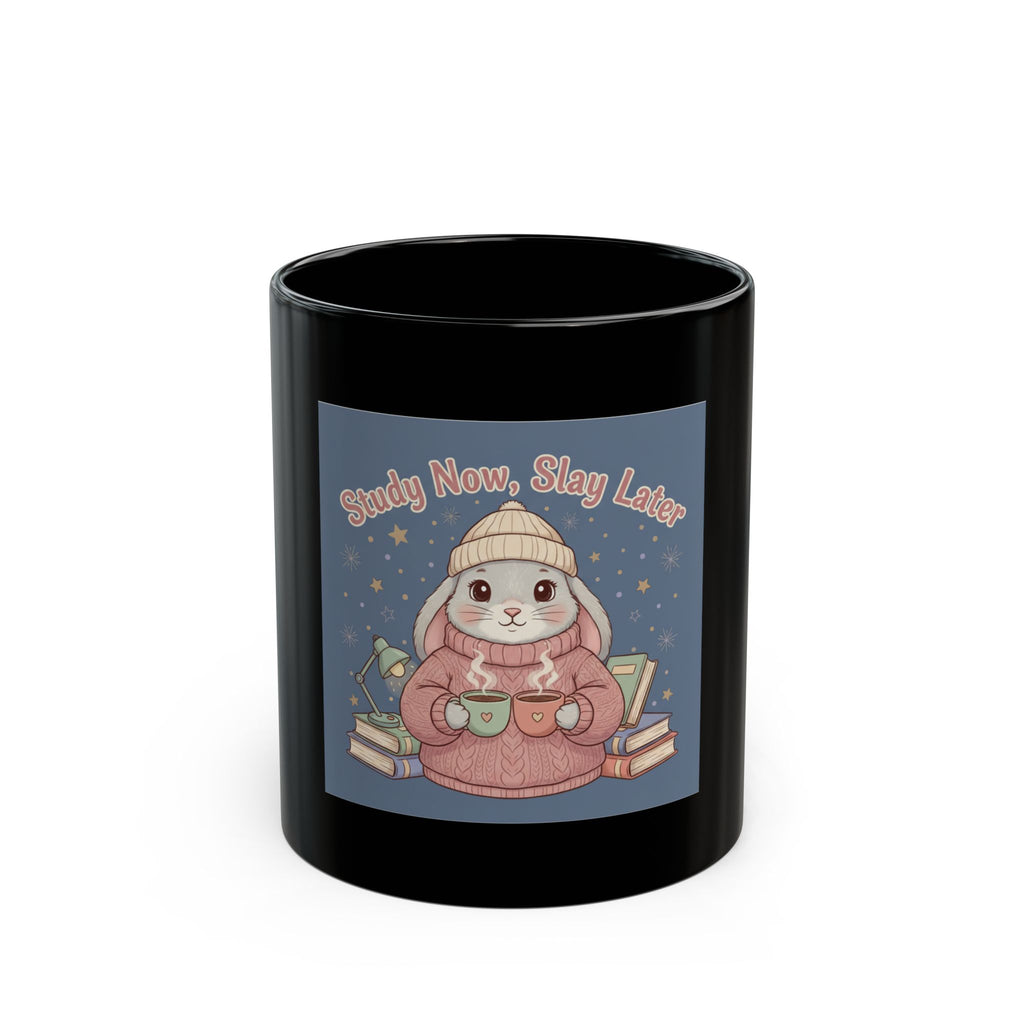 Bunny Black Mug 11oz – Study Now Slay Later