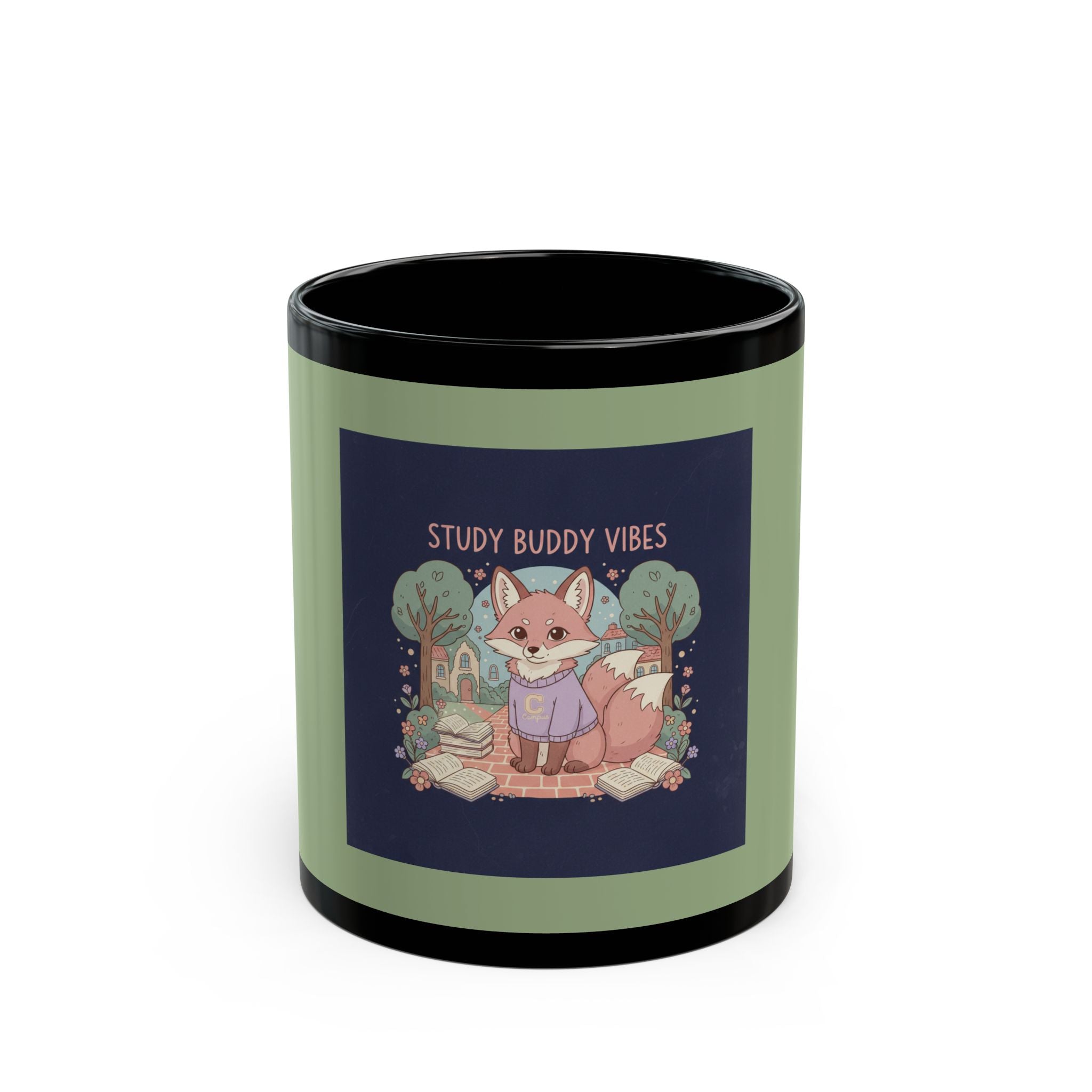 Fox Black Mug 11oz – Study Buddy Vibes