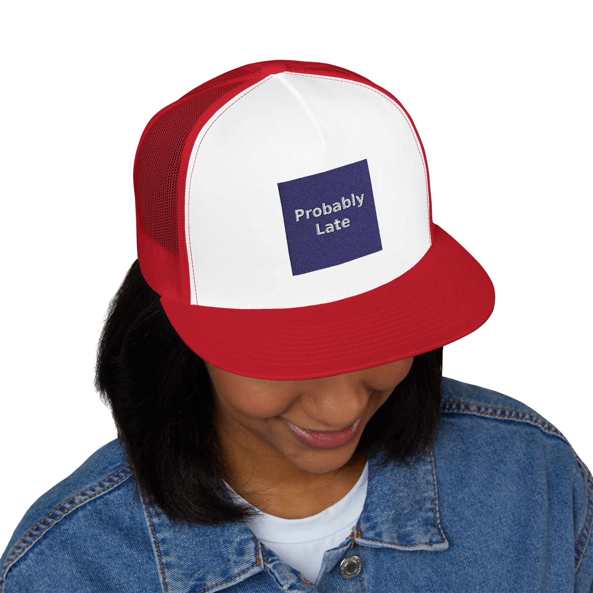 "Probably Late" Black Cat Trucker Cap | College Girl Gift | Fashion | KayKay Classics