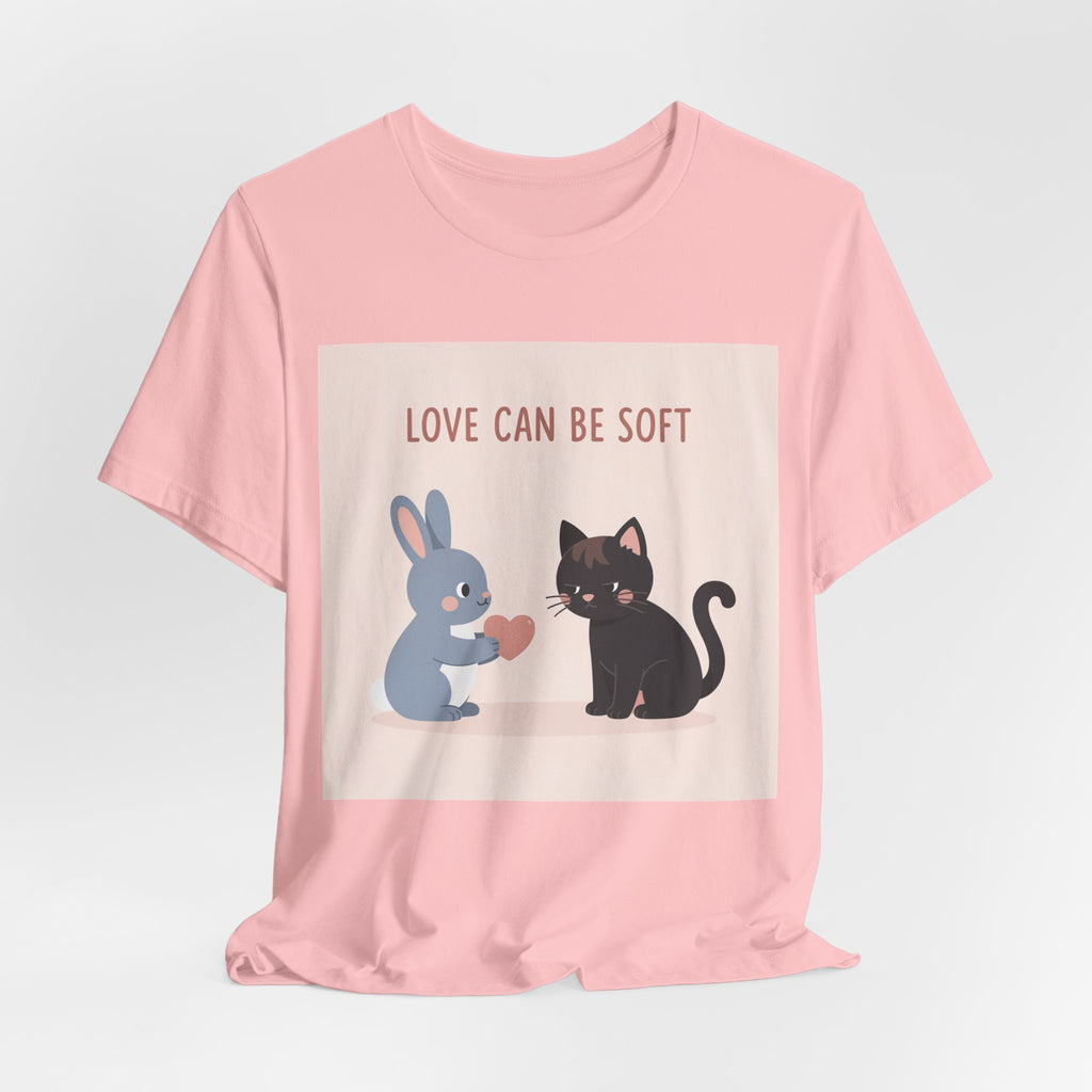 "LOVE CAN BE SOFT" Black Cat Women Tee | College Girl Gift | Fashion | KayKay Classics
