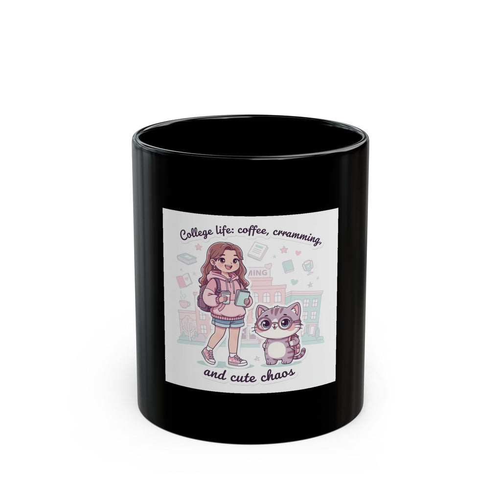College life: coffee, cramming, and cute chaos Black Mug