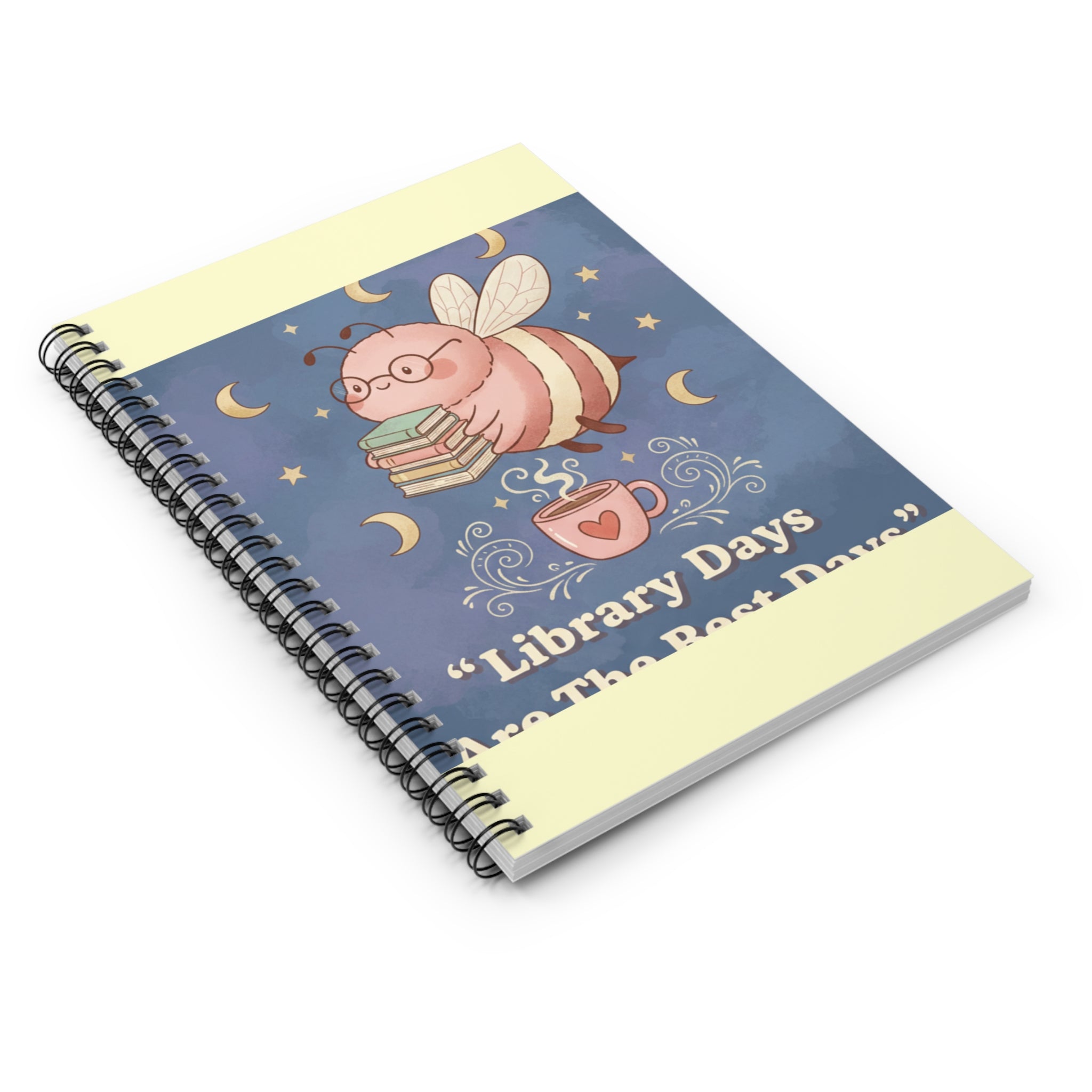 Bee Spiral Notebook – Library Days Are the Best Days