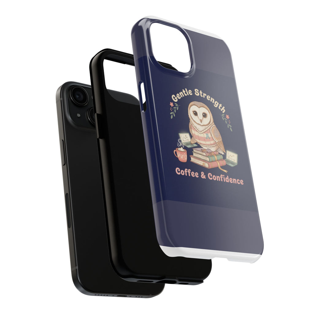 Owl Tough Phone Case – Gentle Strength Coffee Confidence