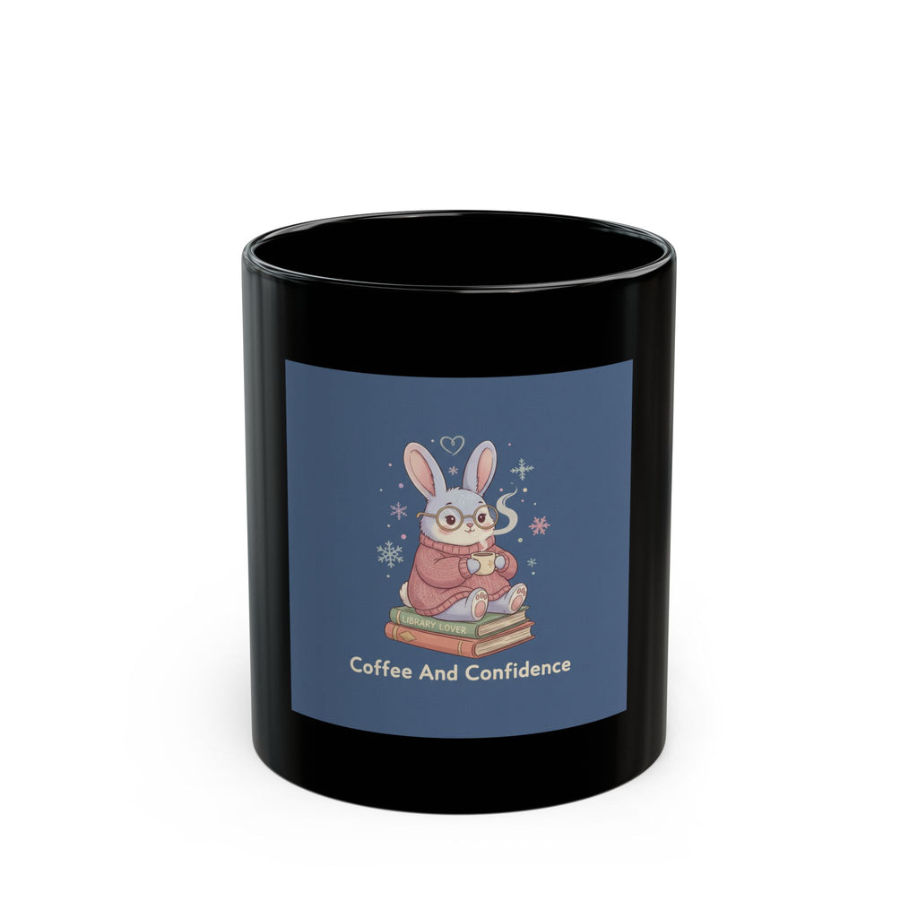 Bunny Black Mug 11oz – Coffee and Confidence