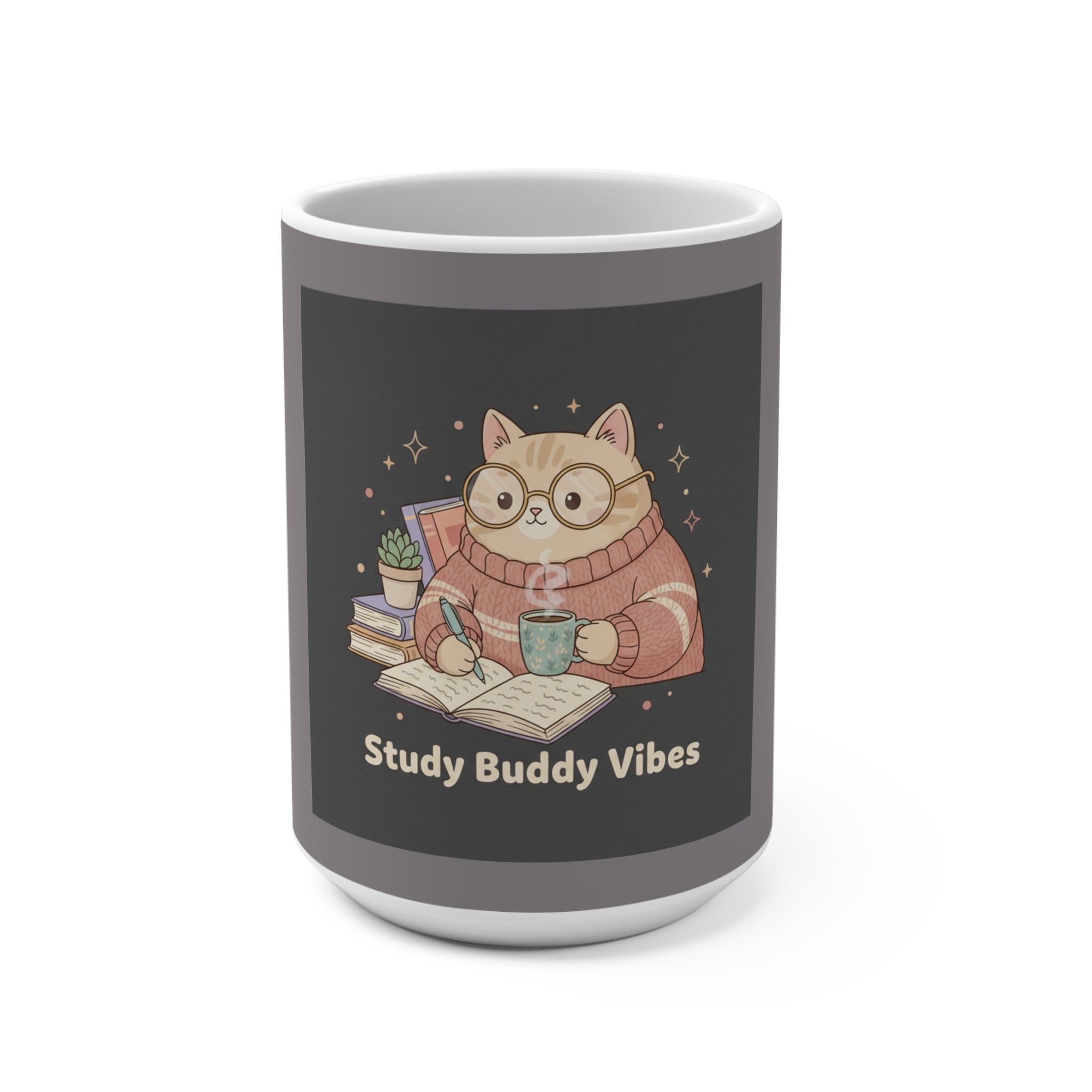 Cat Mug 15oz – Study Buddy Vibes