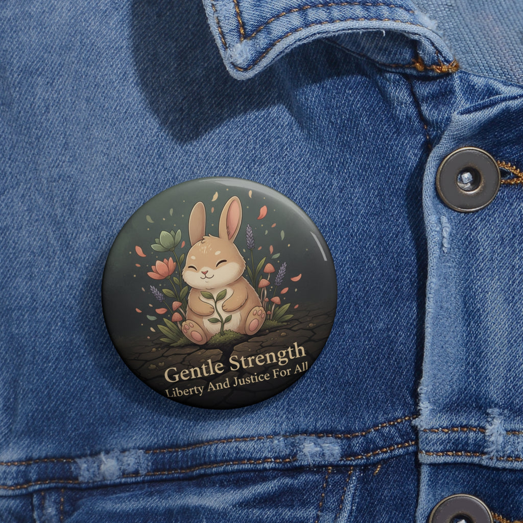 Bunny Pin Button – Gentle Strength Liberty and Justice for