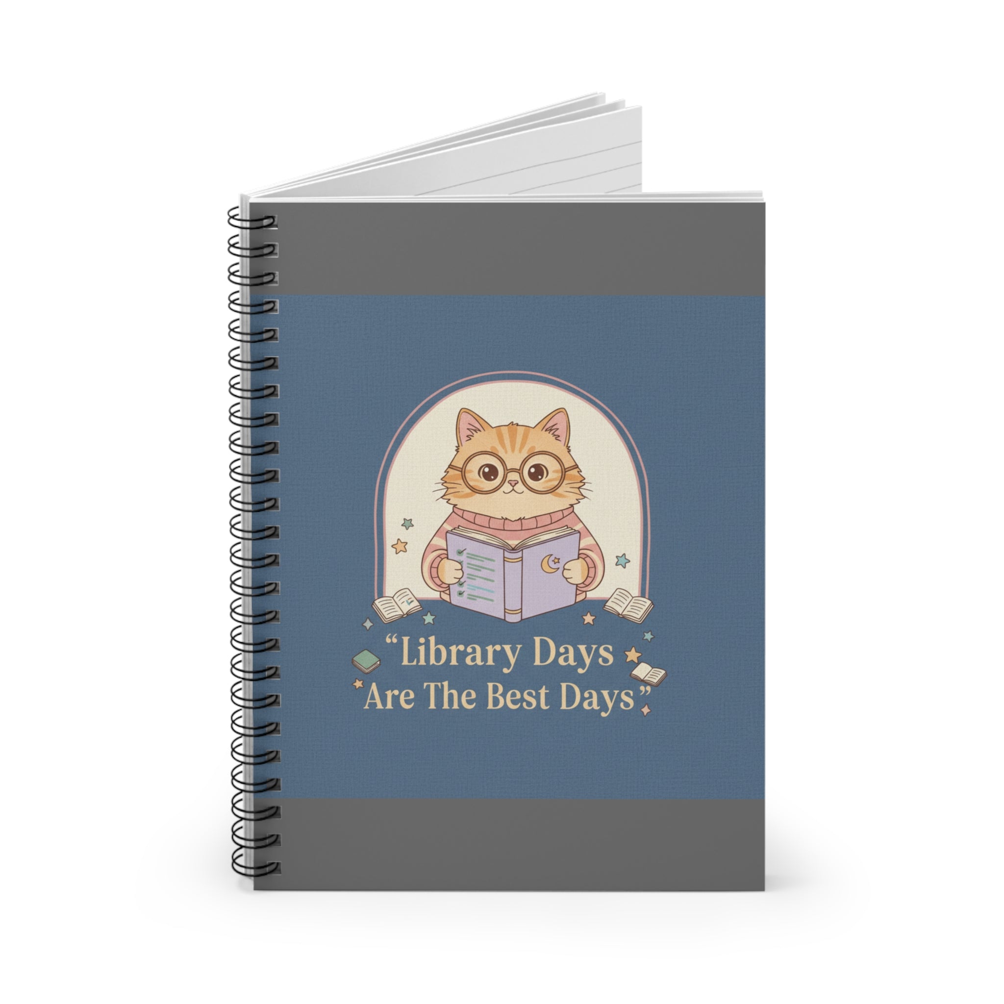 Cat Spiral Notebook – Library Days Are the Best Days