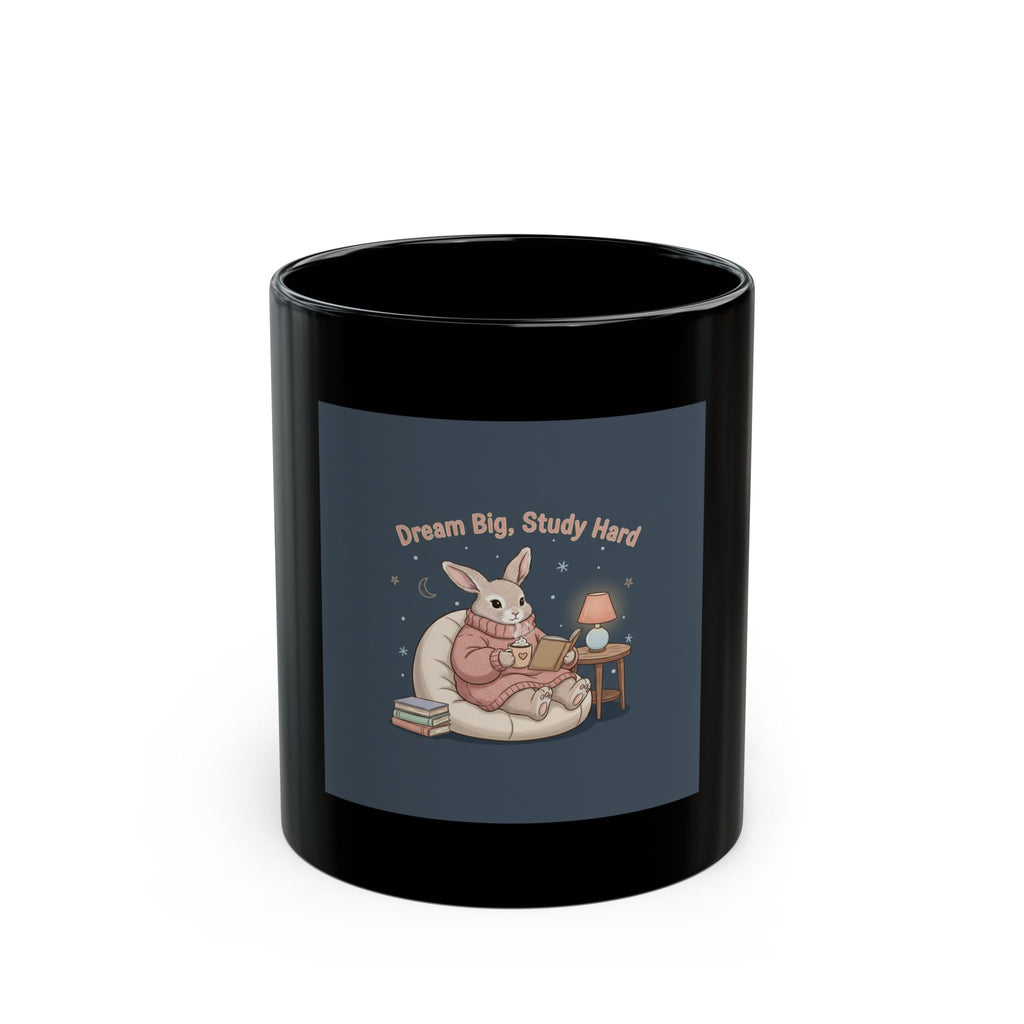 Bunny Black Mug 11oz – Dream Big Study Hard