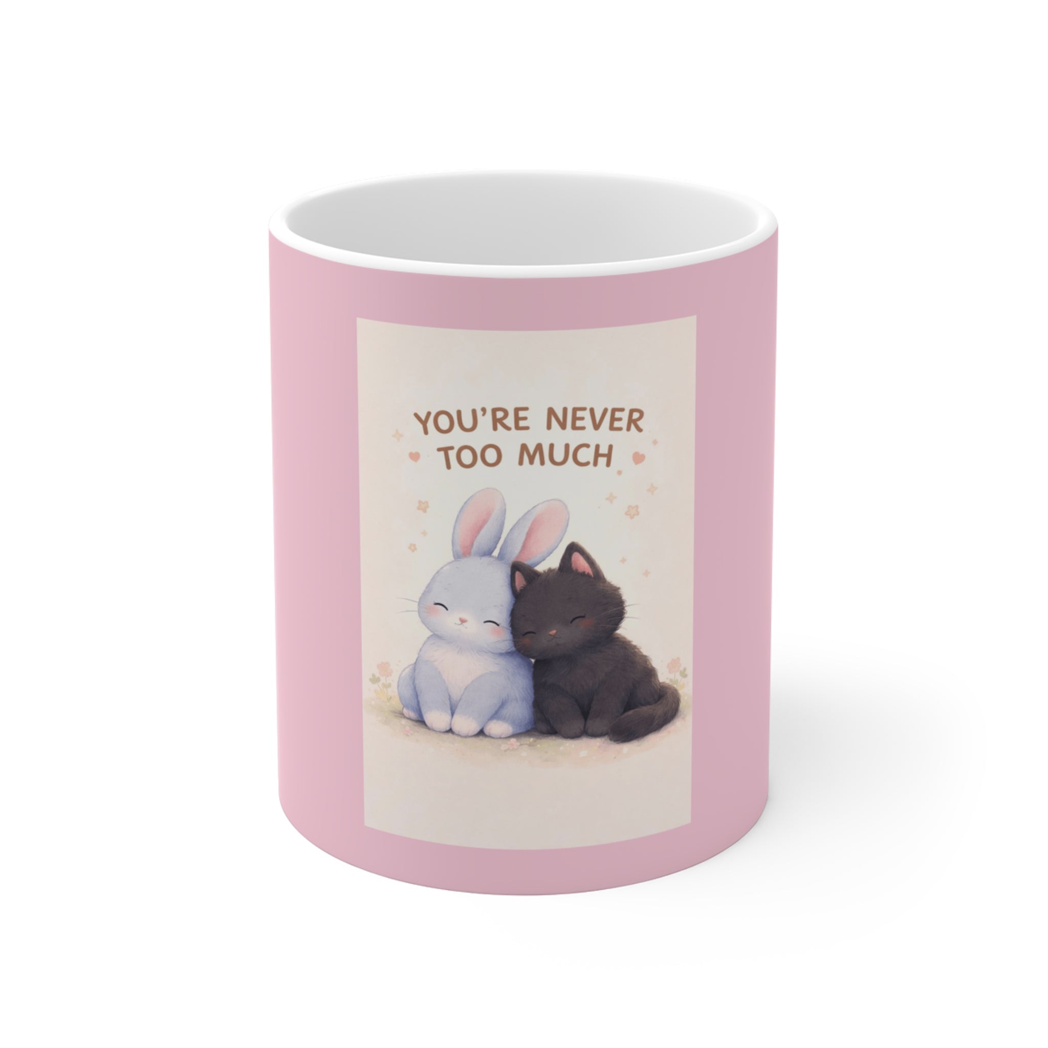 "YOU'RE NEVER TOO MUCH" Black Cat Mug | Trendy Gift for Her | Drinkware | KayKay Classics