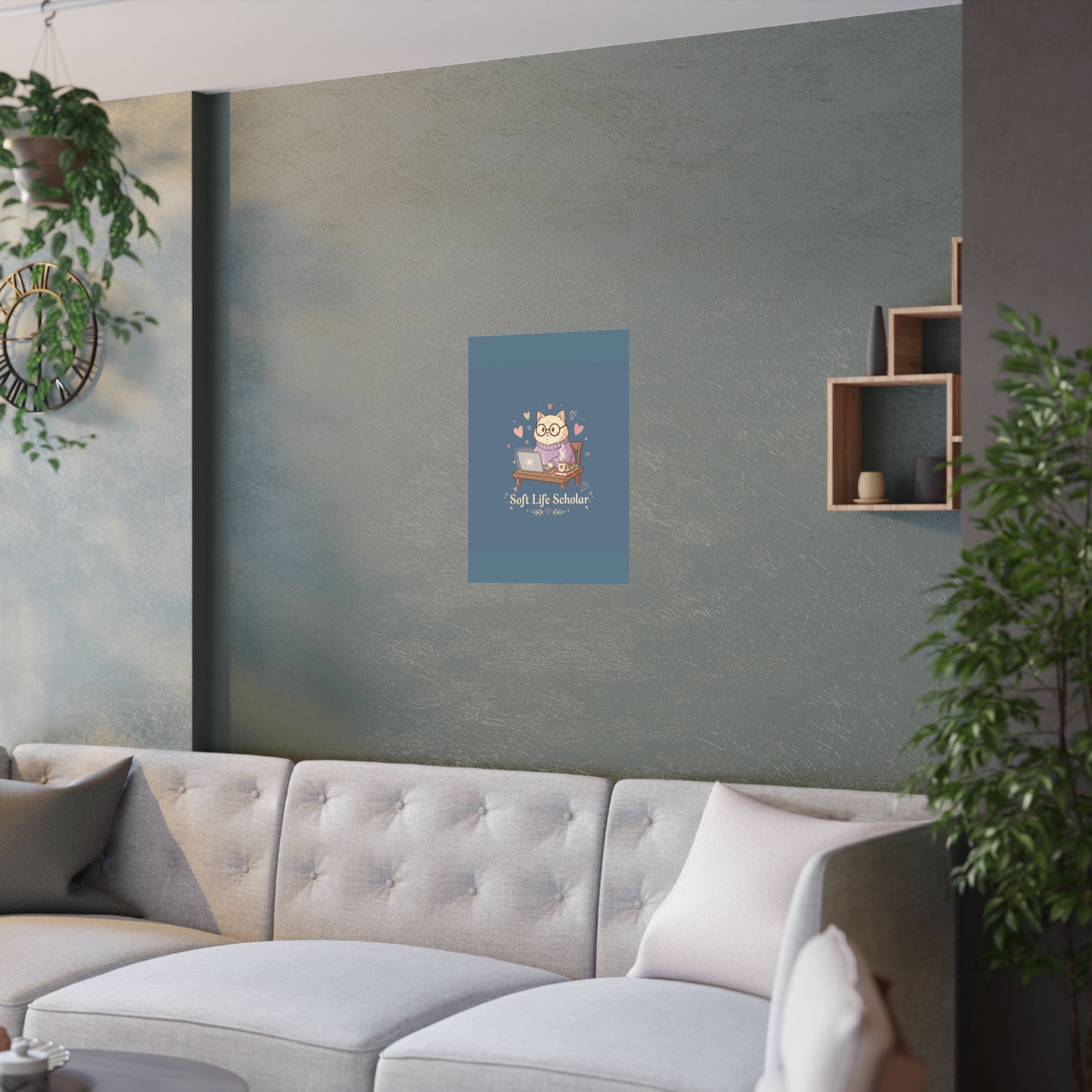 Soft Life Scholar Cat Poster
