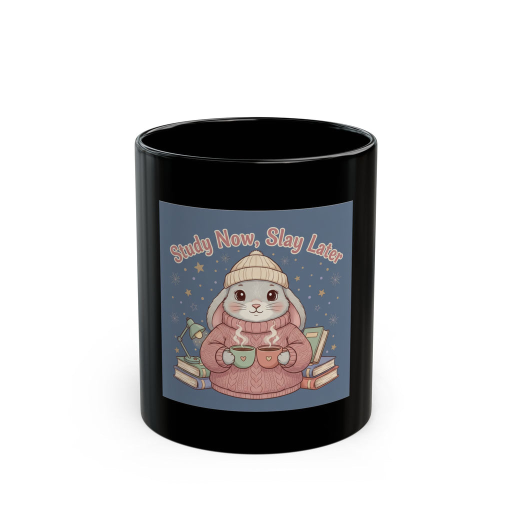 Rabbit Black Mug 11oz – Study Now, Slay Later