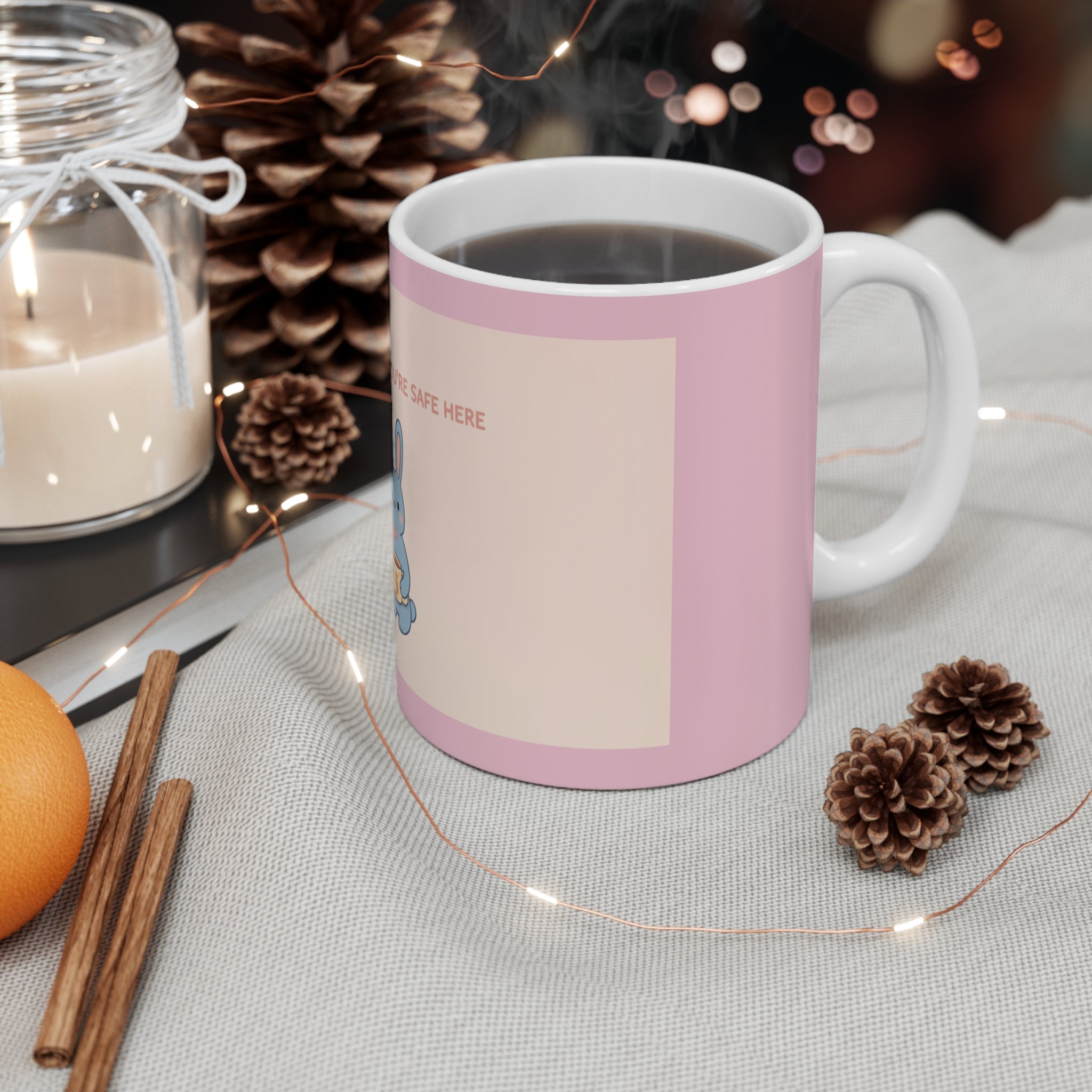 "SLOW DOWN, YOU'RE SAFE HERE" Black Cat Mug | Trendy Gift for Her | Drinkware | KayKay Classics