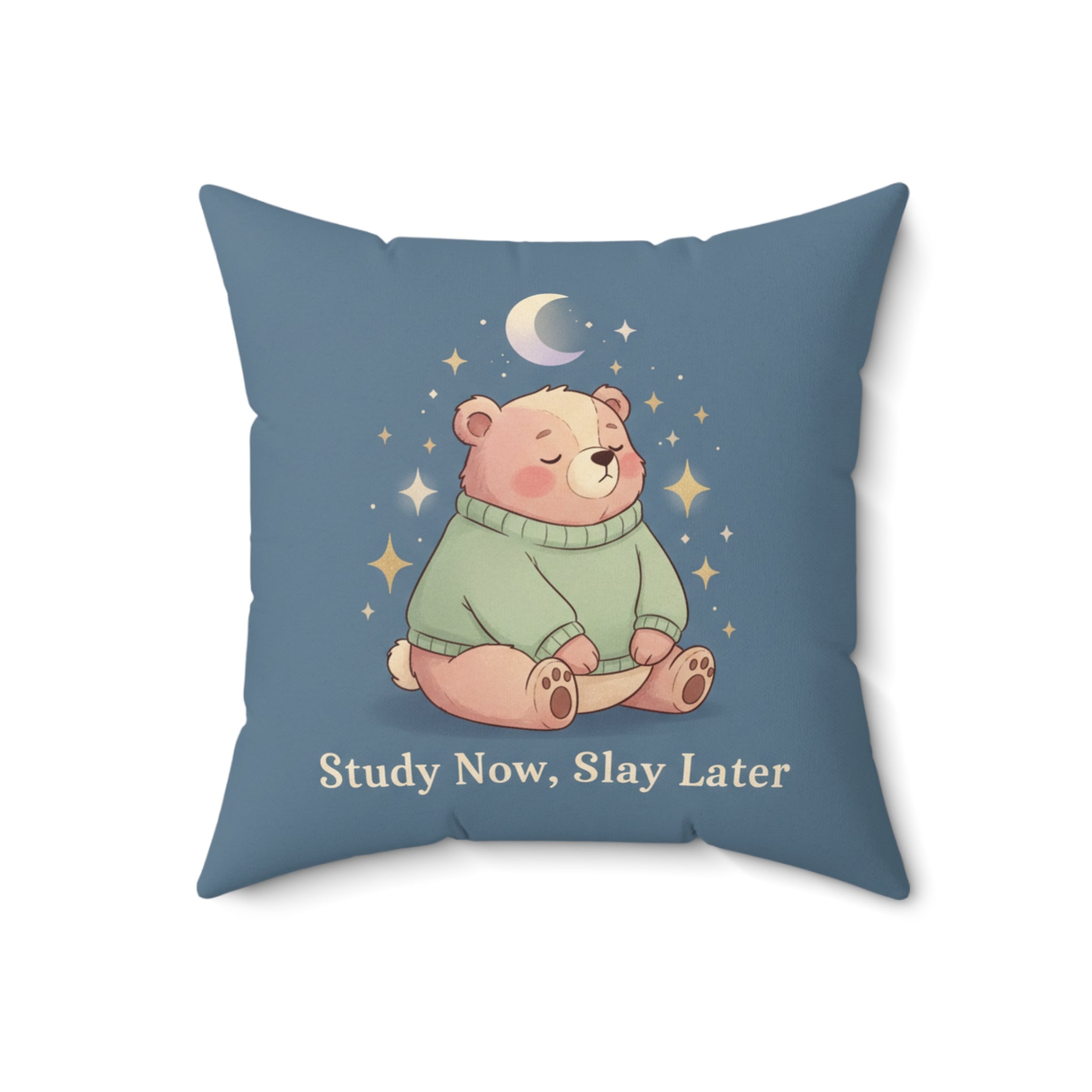 Bear Square Pillow – Study Now Slay Later