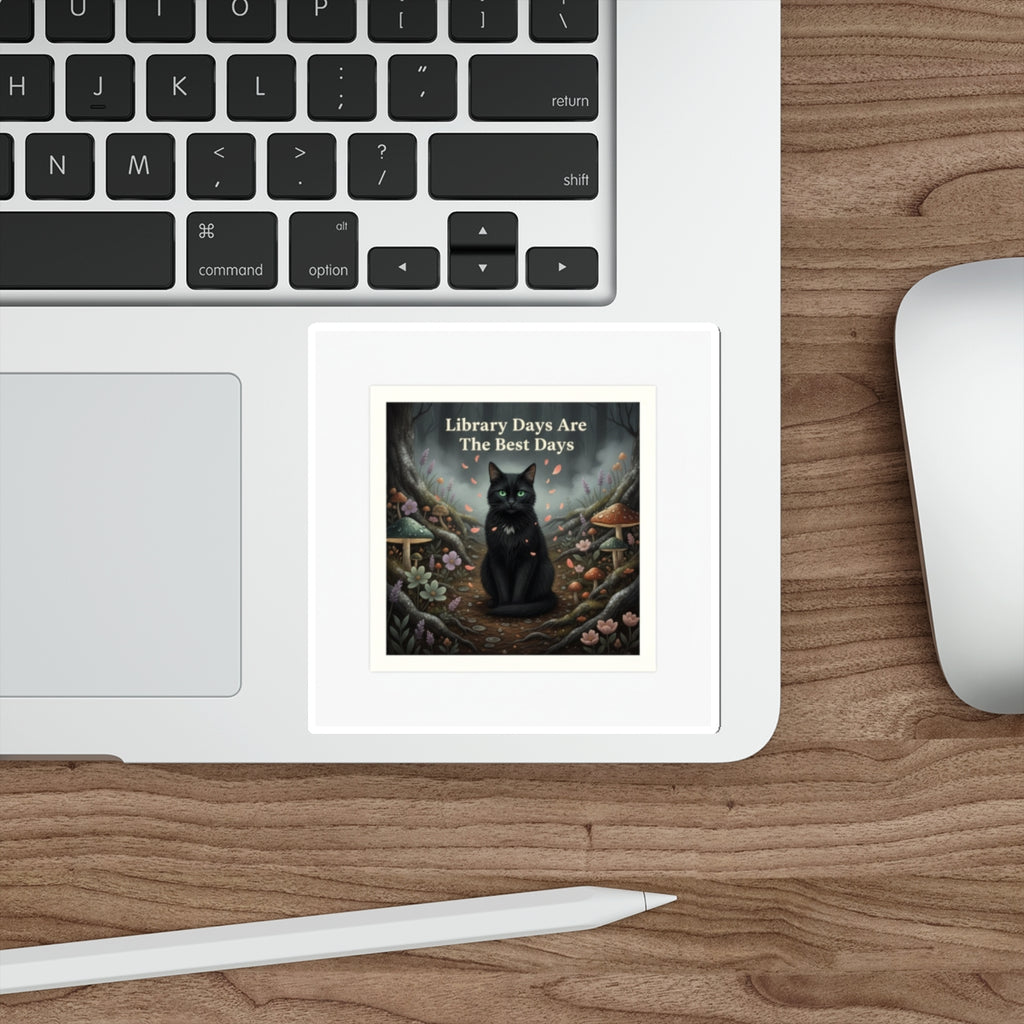 Cat Die-Cut Sticker – Library Days Are the Best Days