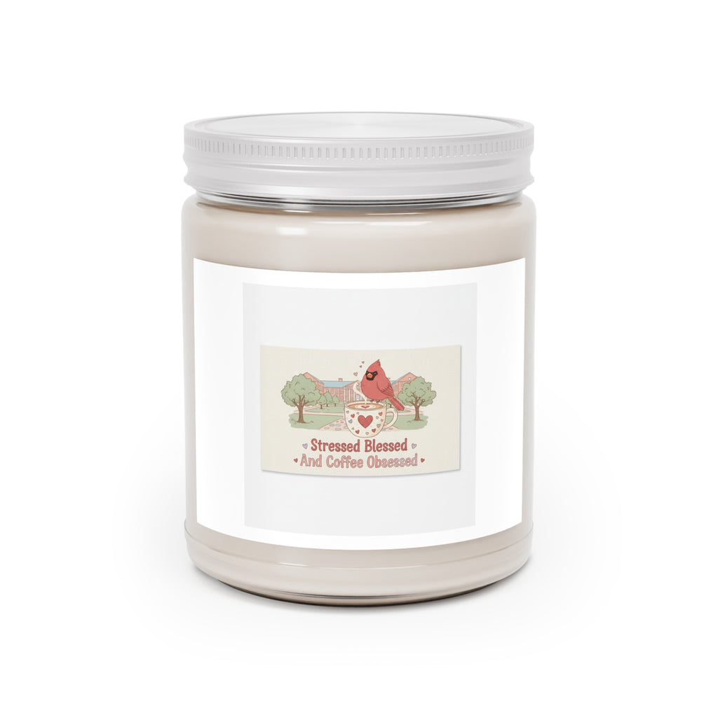 Stressed Blessed And Coffee Obsessed Cardinal Scented Candle