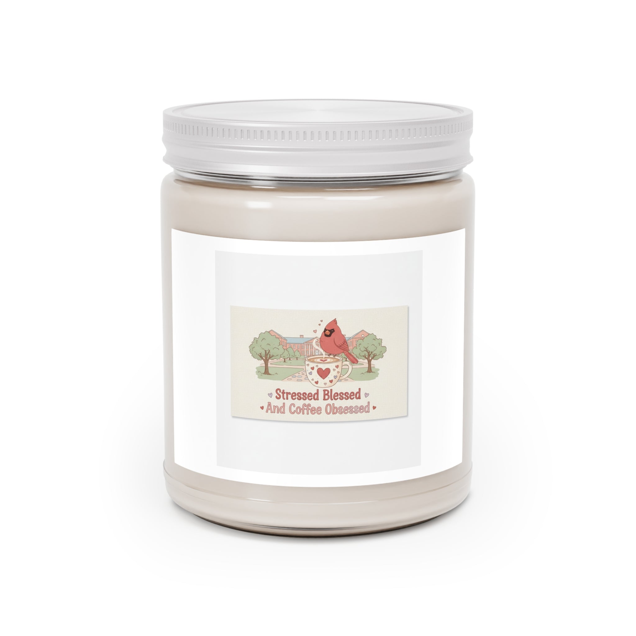 Stressed Blessed And Coffee Obsessed Cardinal Scented Candle