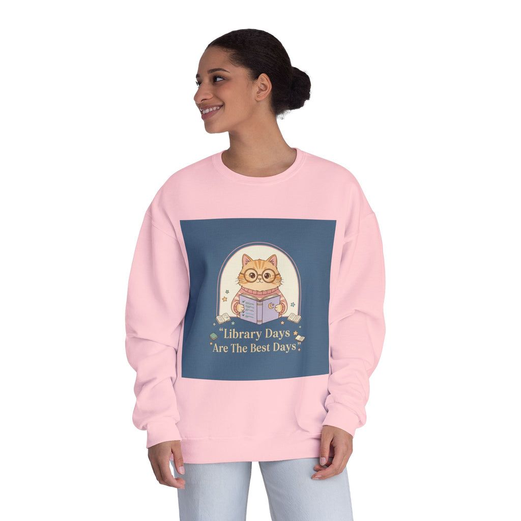 Cat Crewneck Sweatshirt – Library Days Are the Best Days