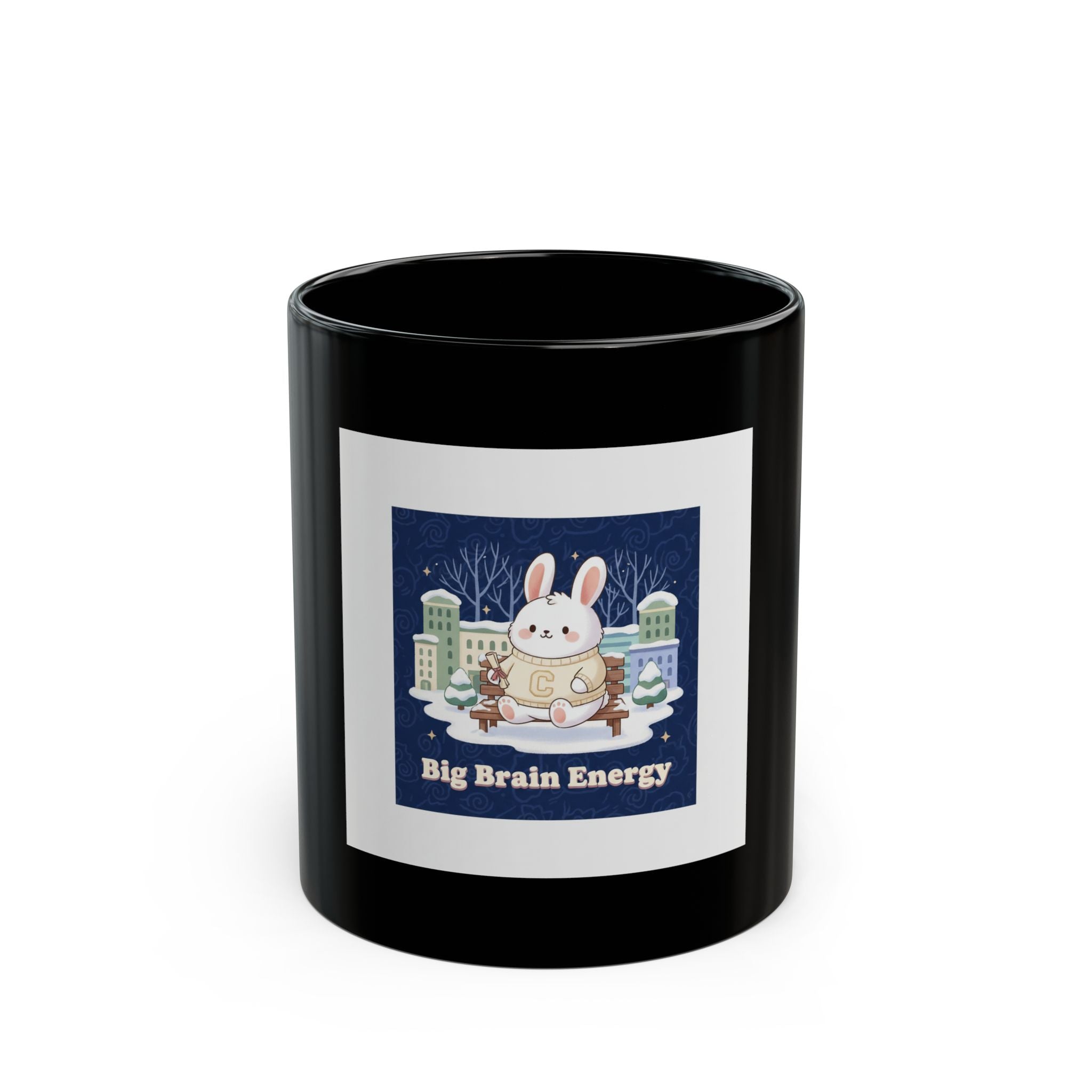 Bunny Black Mug 11oz – Big Brain Energy