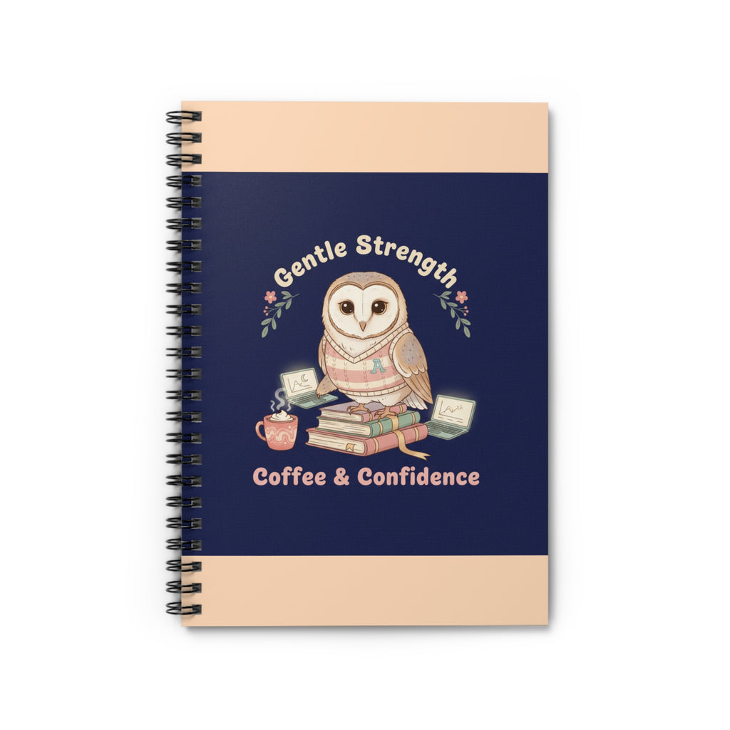 Owl Spiral Notebook – Gentle Strength Coffee Confidence