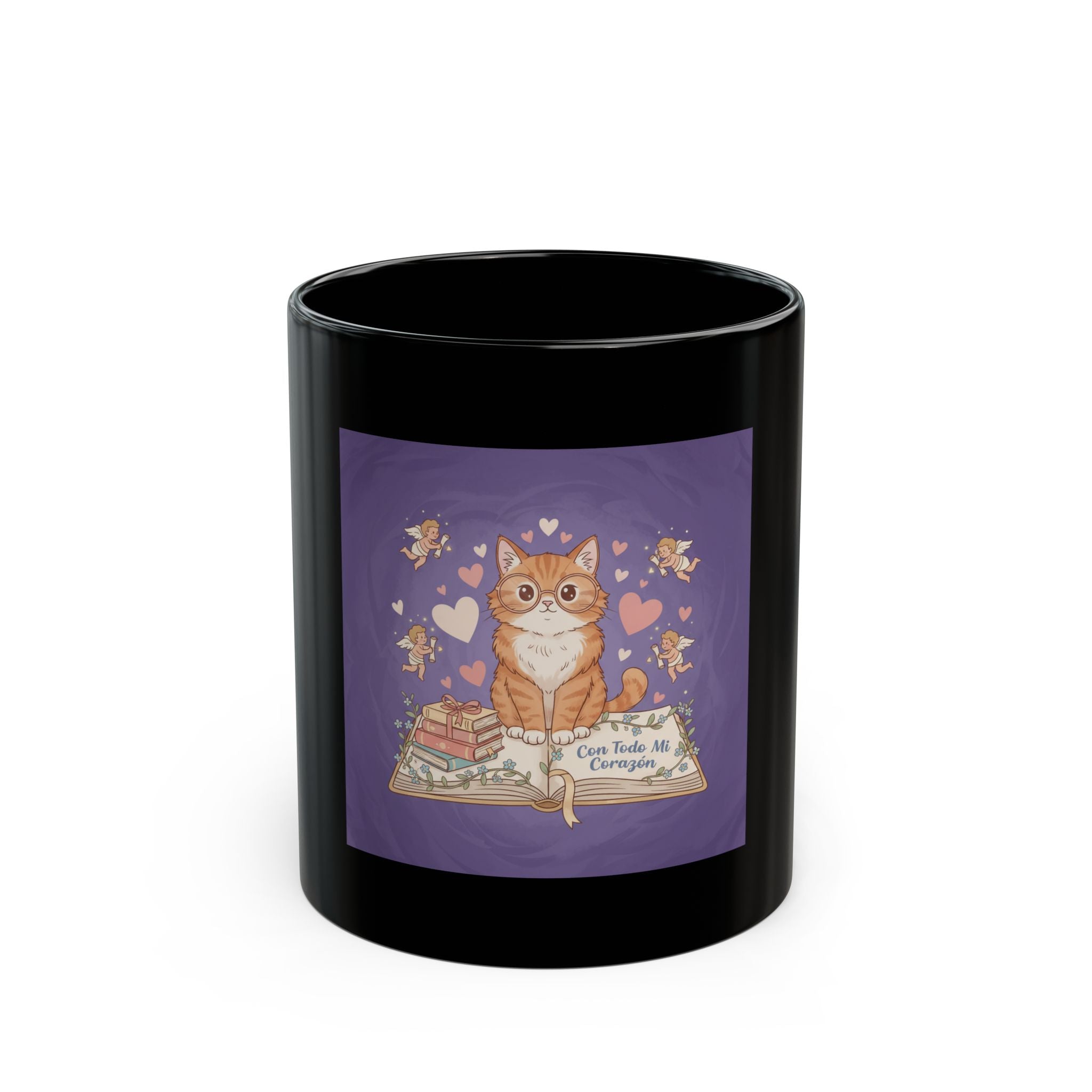 Con Todo Mi Corazón Cat Black Mug 11oz