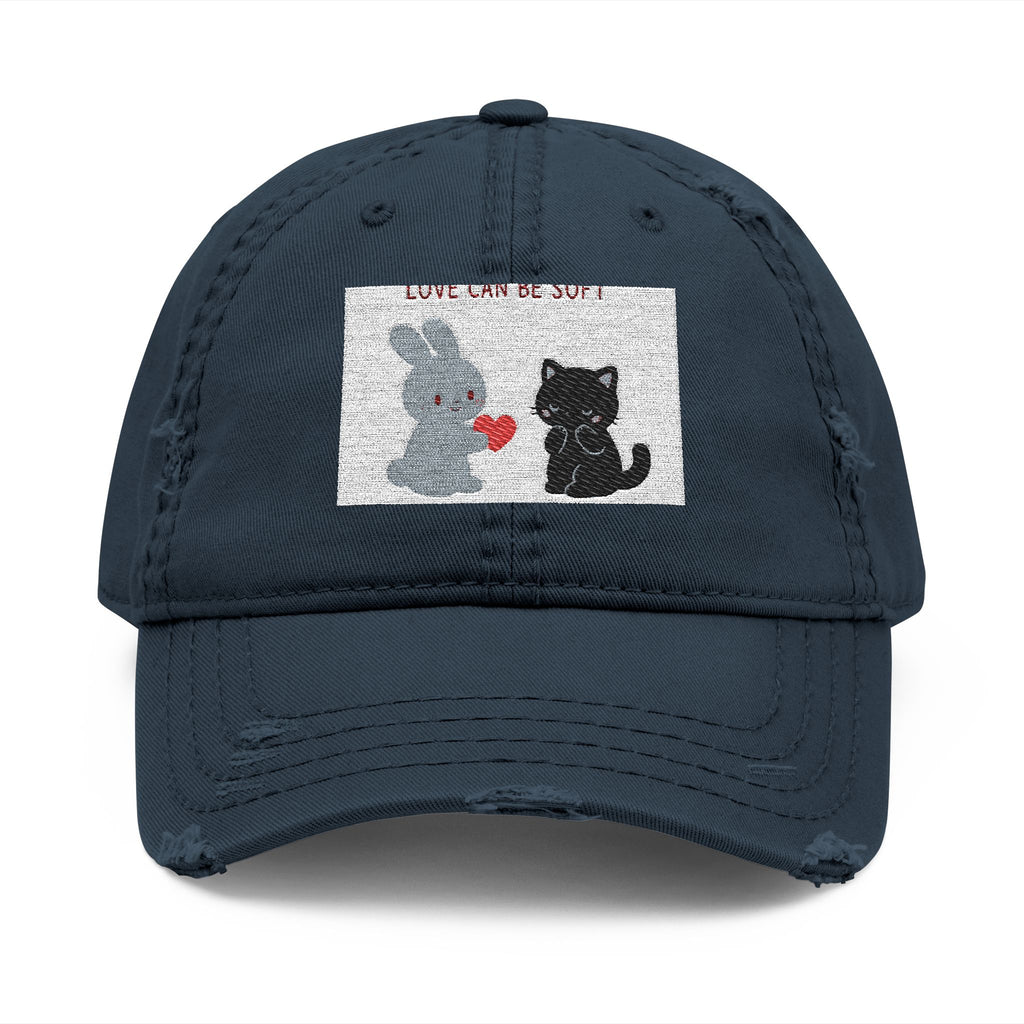 "LOVE CAN BE SOFT" Black Cat Dad Hat | College Girl Gift | Fashion | KayKay Classics