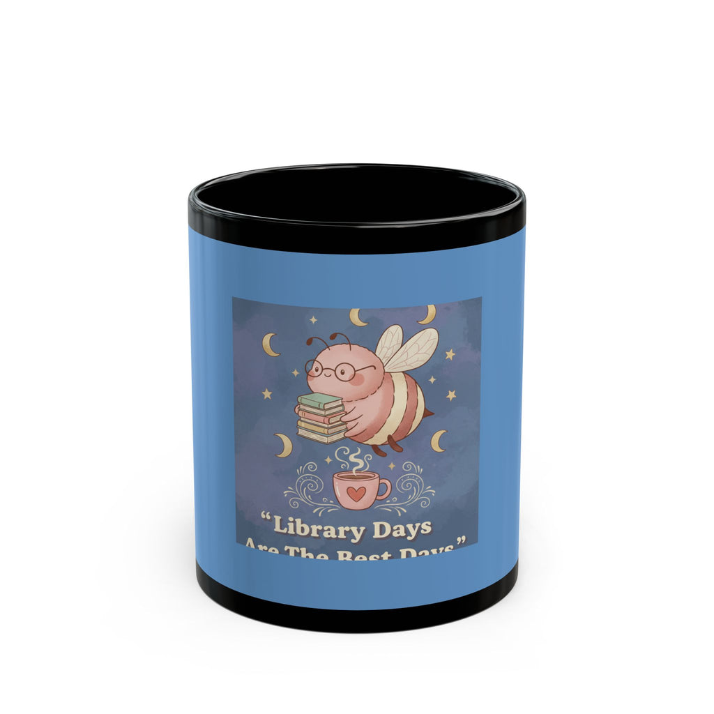 Bee Black Mug 11oz – Library Days Are the Best Days