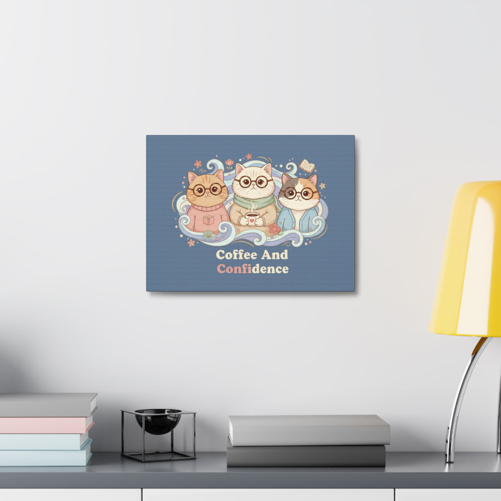 Cats With Glasses Canvas Print – Coffee and Confidence