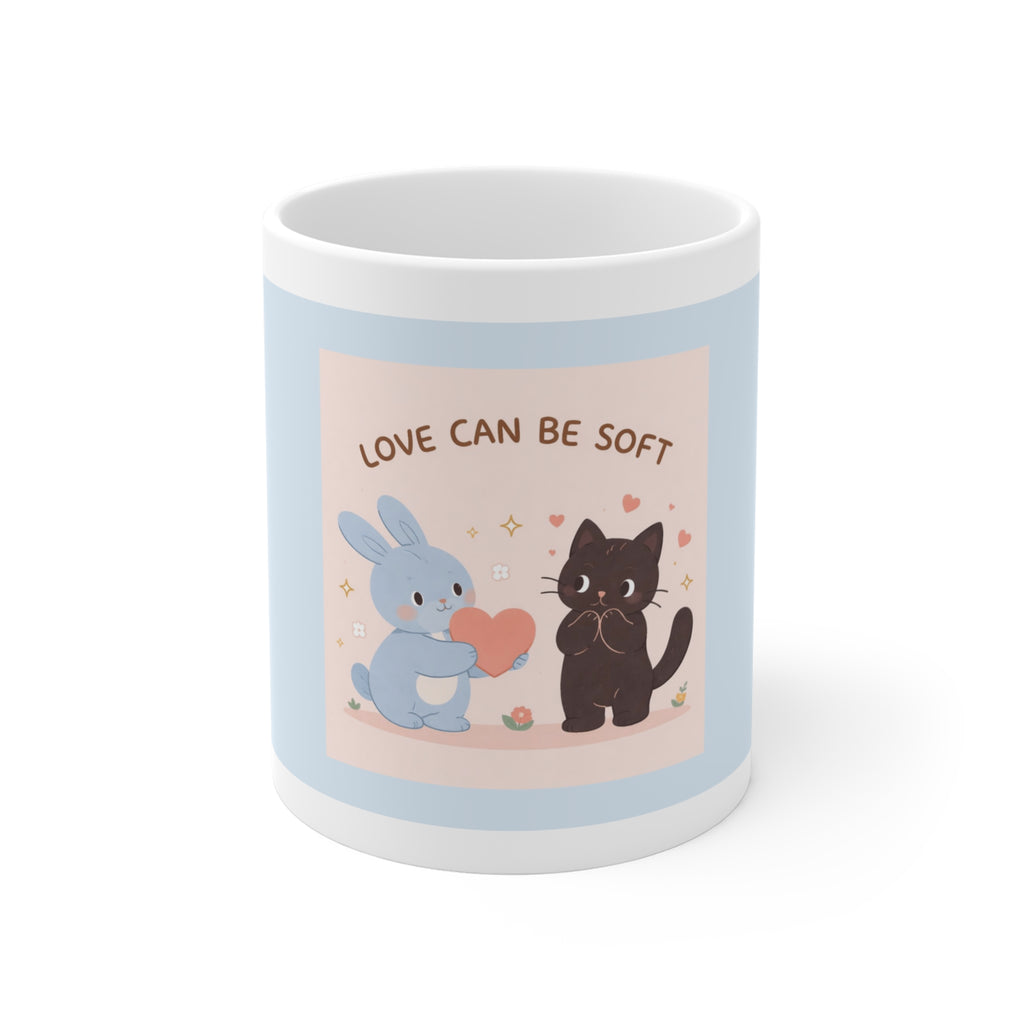"LOVE CAN BE SOFT" Black Cat Mug | College Girl Gift | Fashion | KayKay Classics
