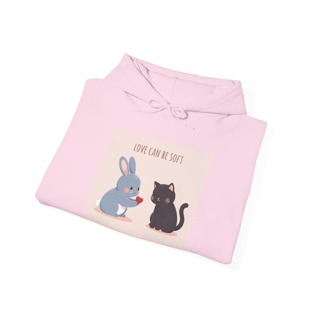"LOVE CAN BE SOFT" Black Cat Hoodie | College Girl Gift | Fashion | KayKay Classics