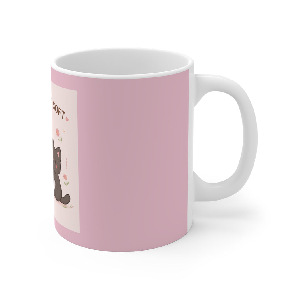 "LOVE CAN BE SOFT" Black Cat Mug | College Girl Gift | Fashion | KayKay Classics