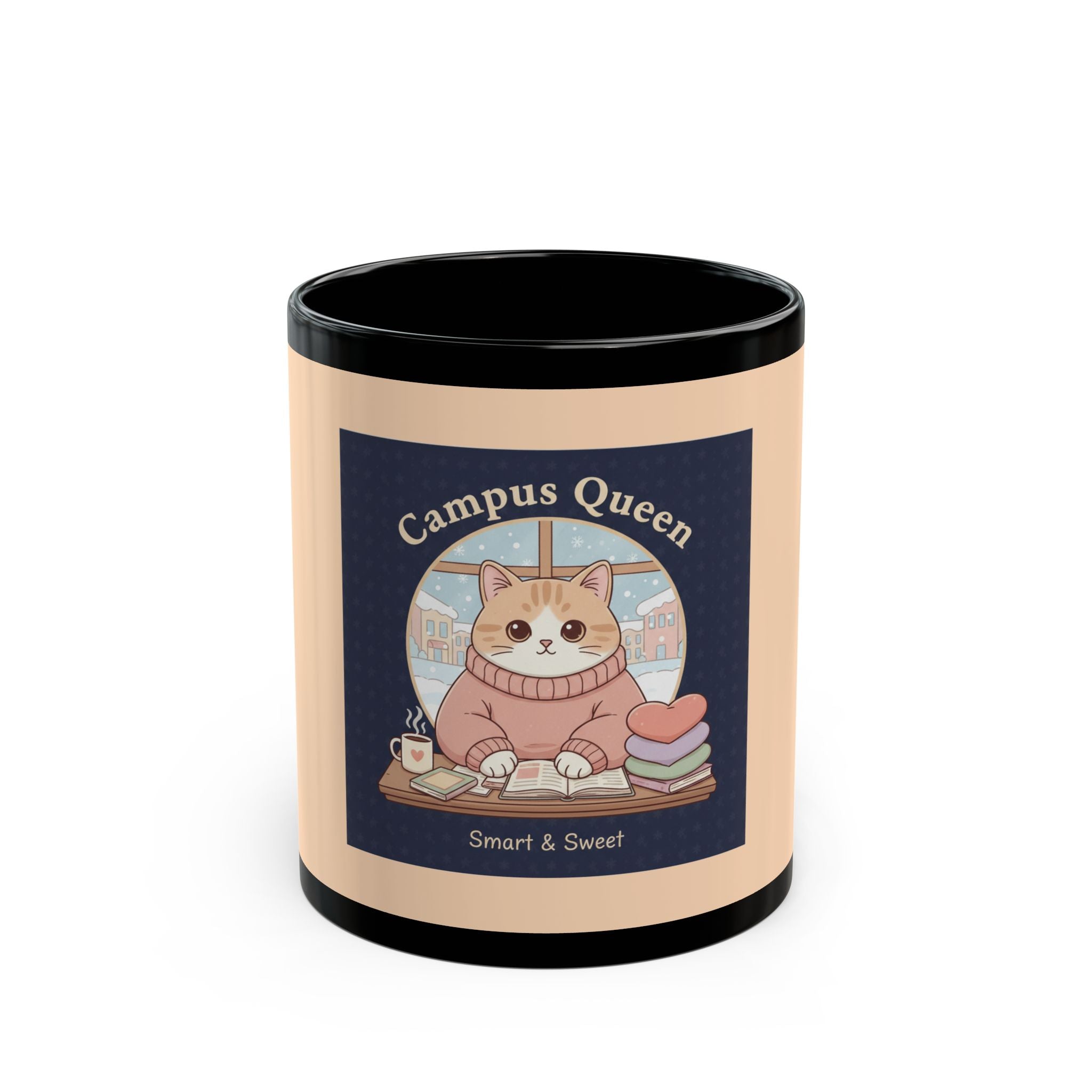 Cat Black Mug 11oz – Campus Queen