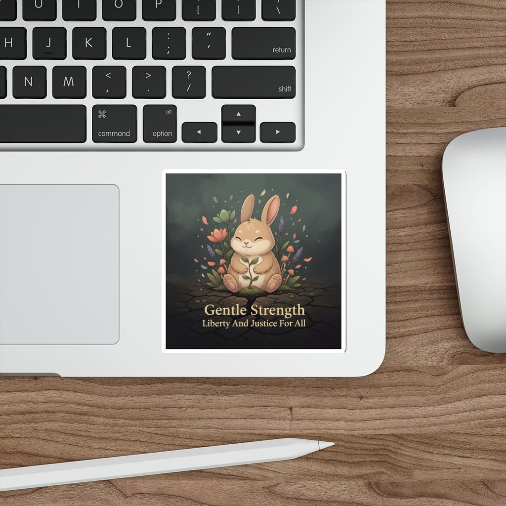 Bunny Die-Cut Sticker – Gentle Strength Liberty and Justice for