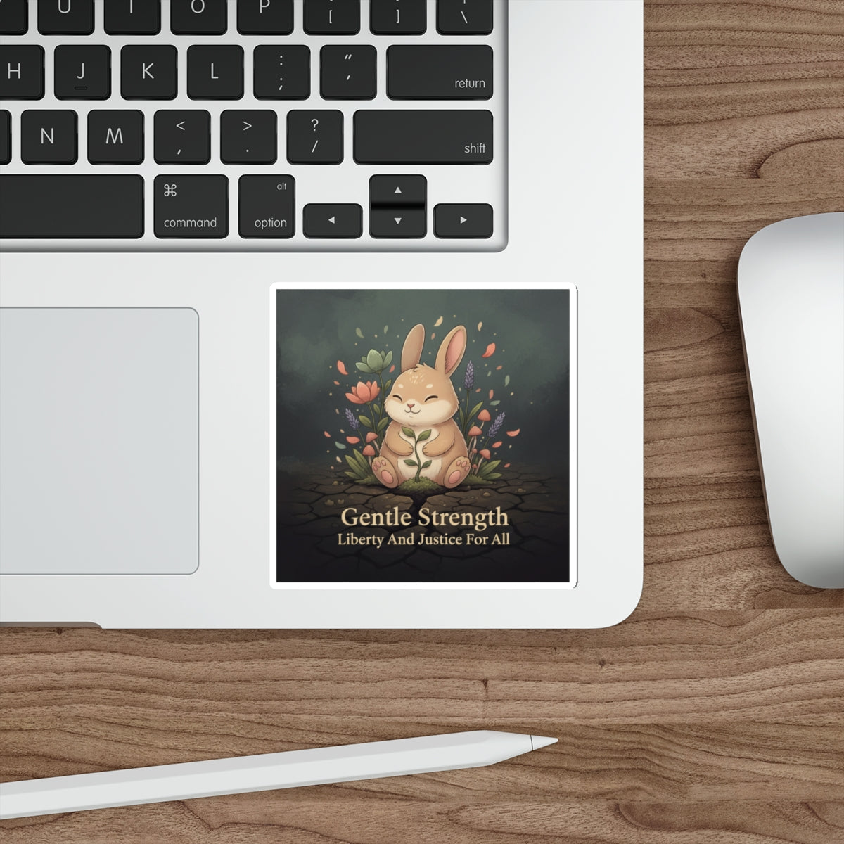 Bunny Die-Cut Sticker – Gentle Strength Liberty and Justice for
