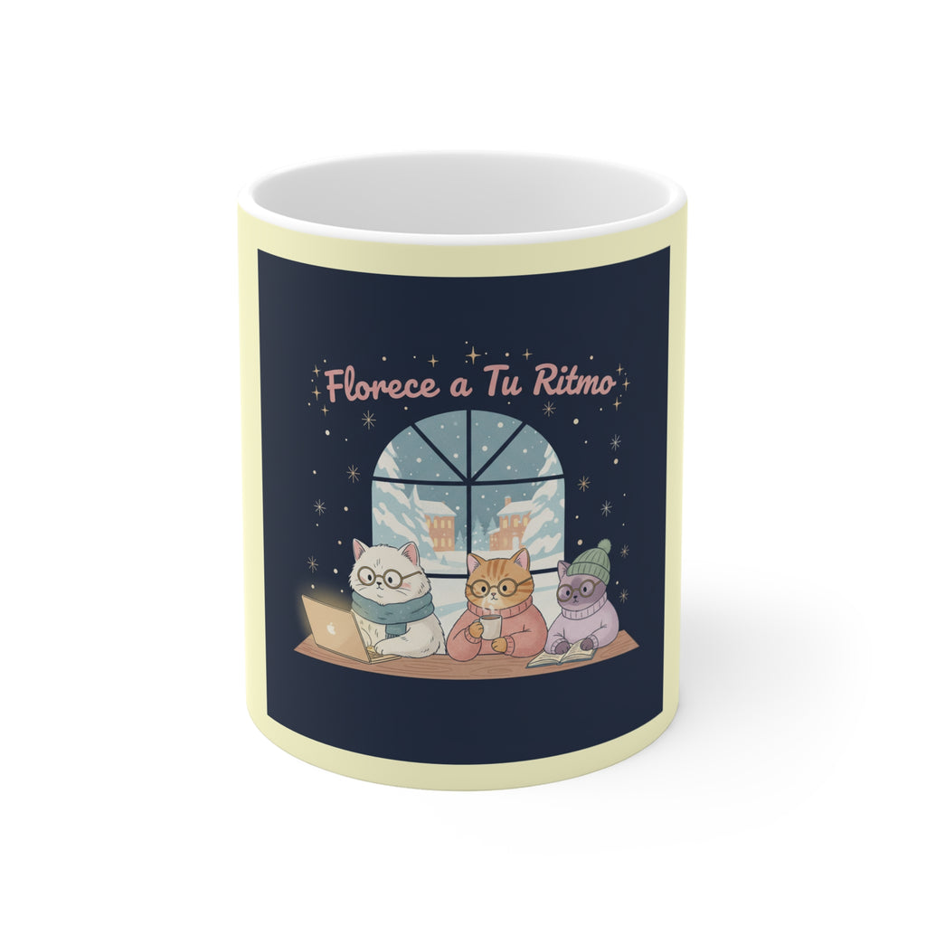 Cat Mug 11oz – Florece a Tu Ritmo