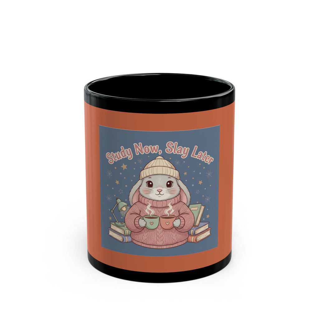Rabbit Black Mug 11oz – Study Now, Slay Later