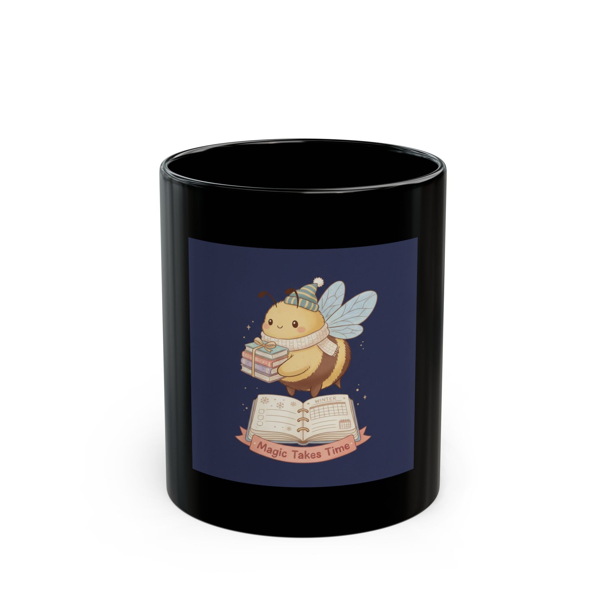 Magic Takes Time Bee Black Mug 11oz