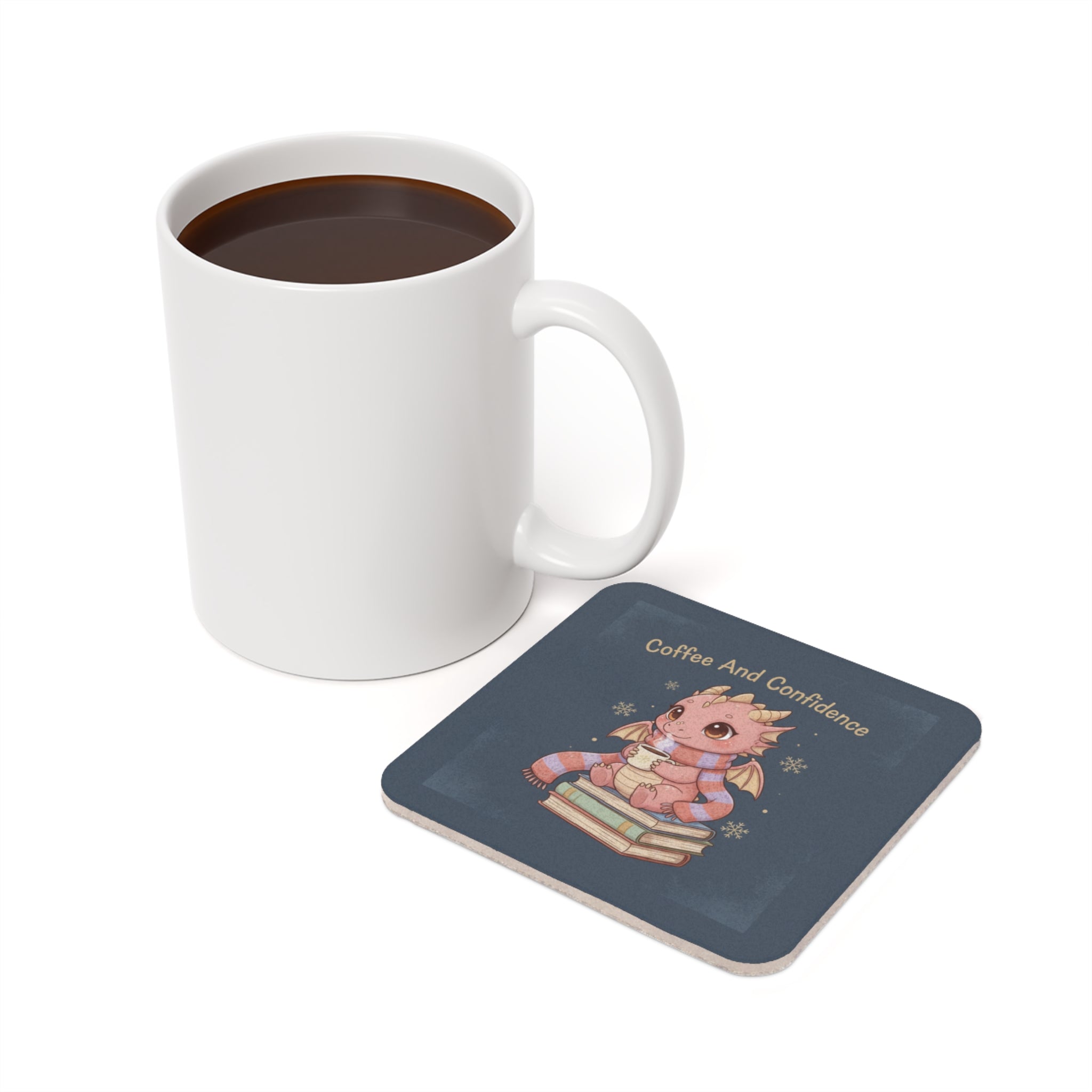 Dragon Cork Coaster – Coffee and Confidence