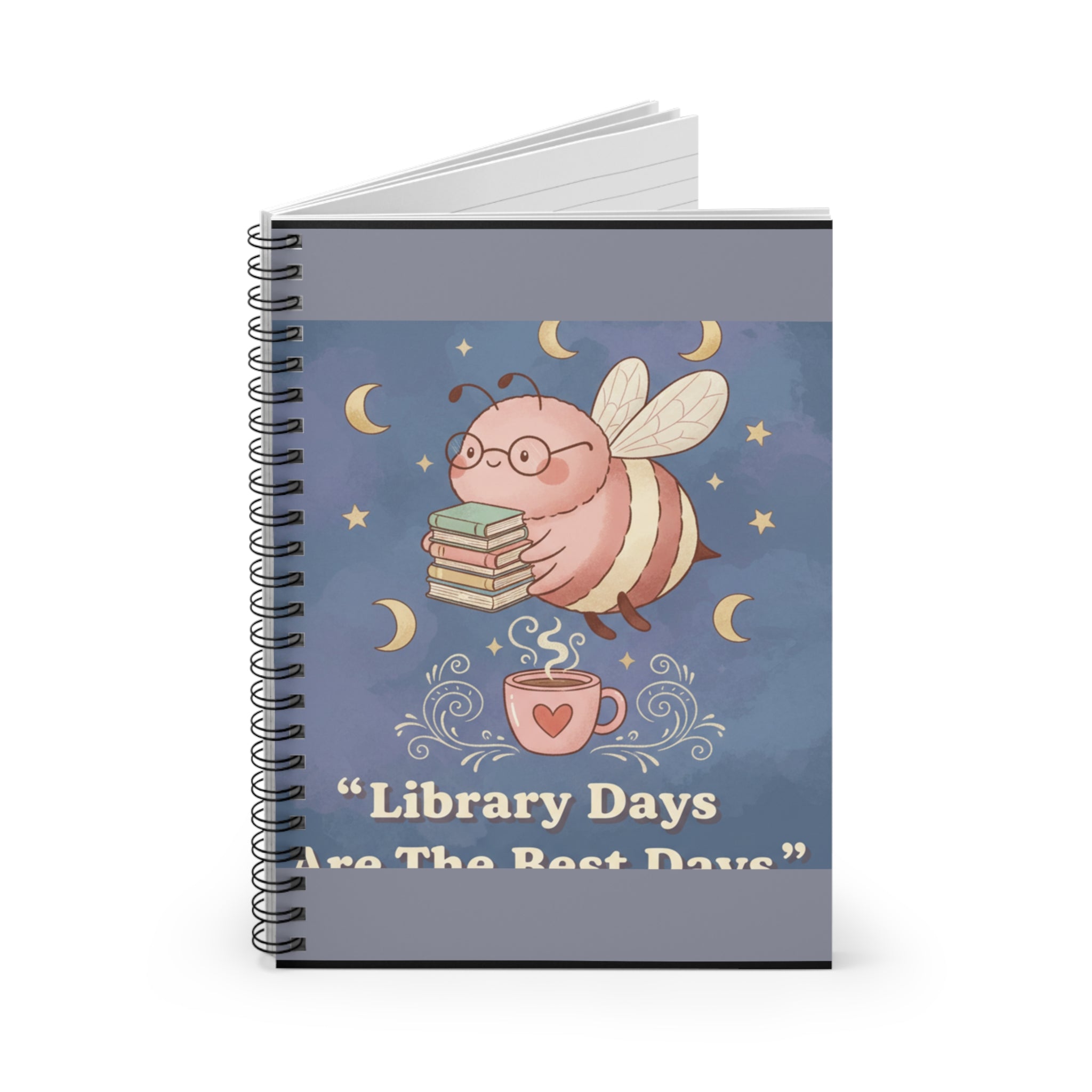 Bee Spiral Notebook – Library Days Are the Best Days