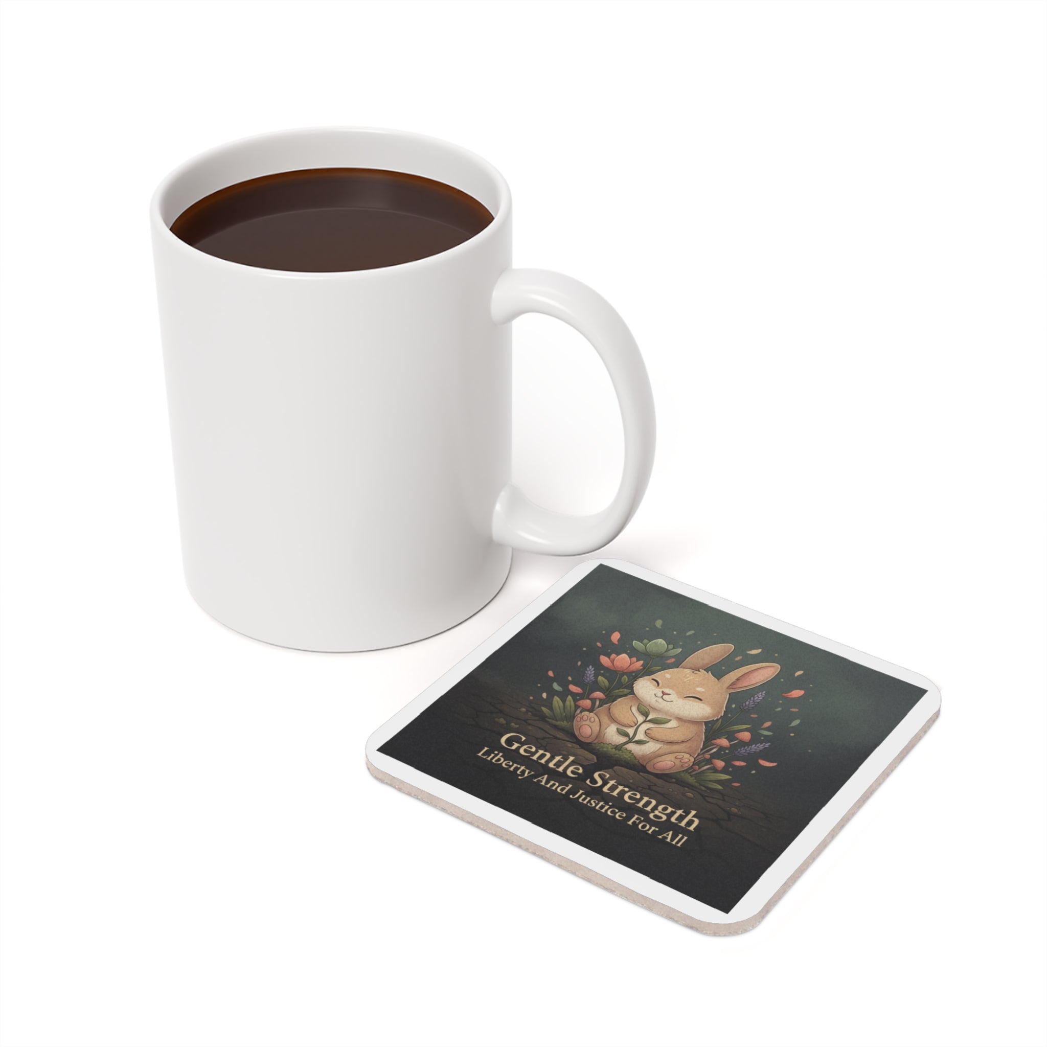 Bunny Cork Coaster – Gentle Strength Liberty and Justice for