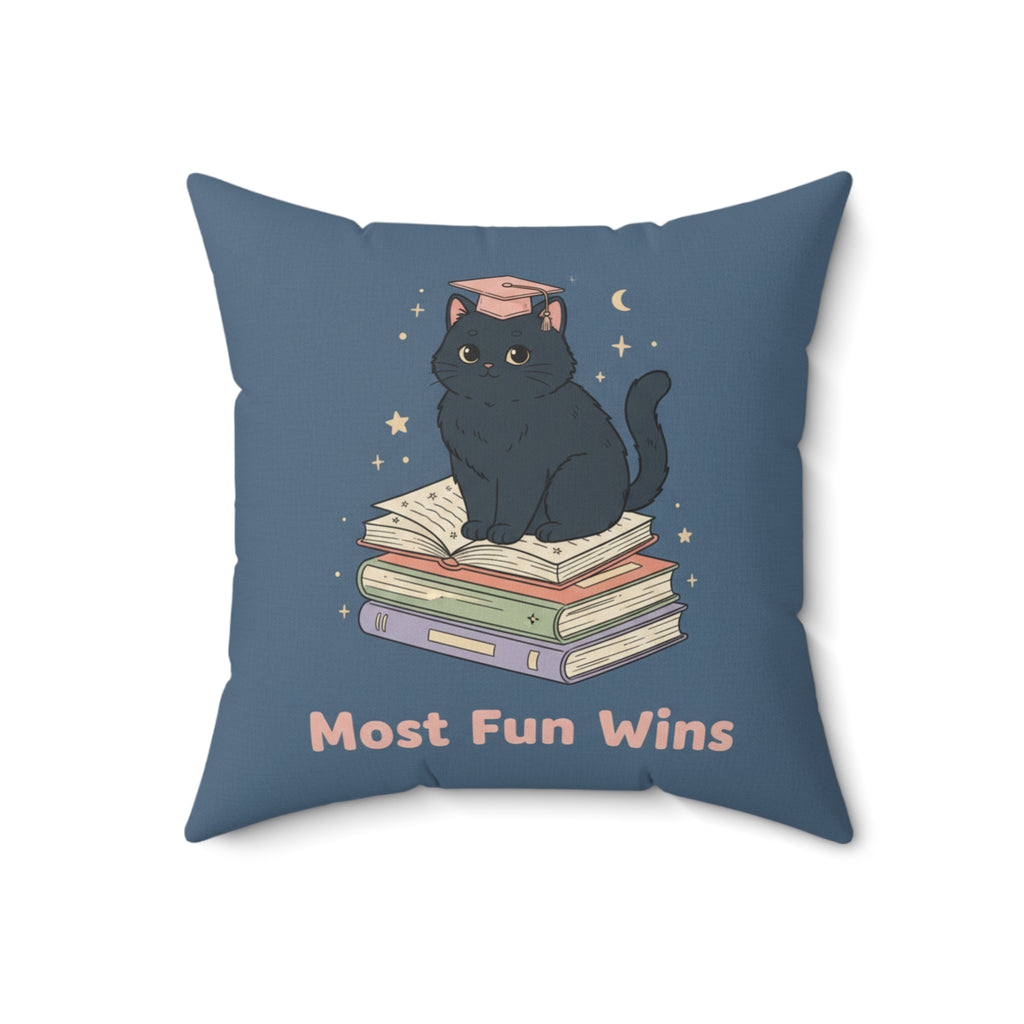 Black Cat Square Pillow – Most Fun Wins
