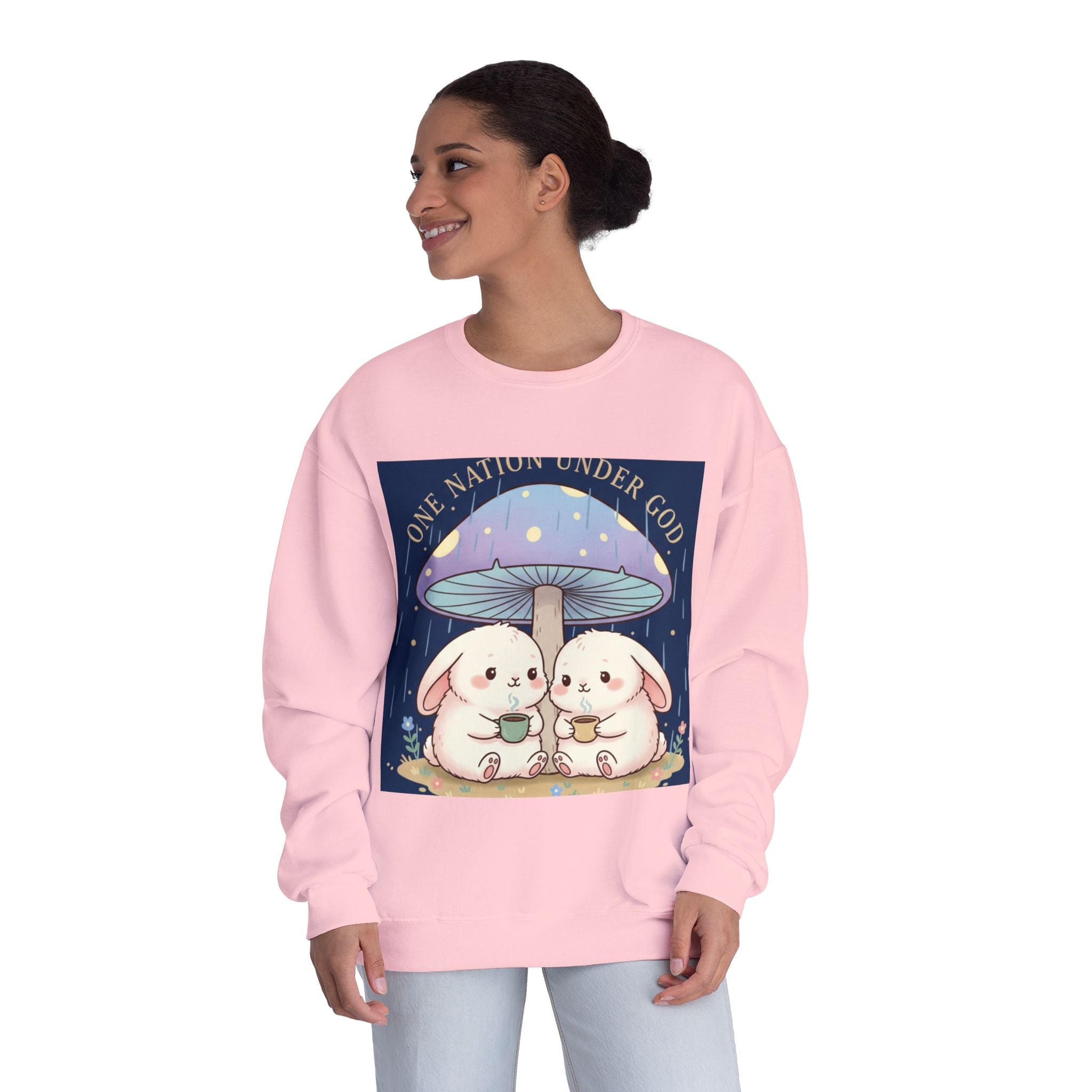 Two Cute Bunnies Crewneck Sweatshirt – One Nation Under God